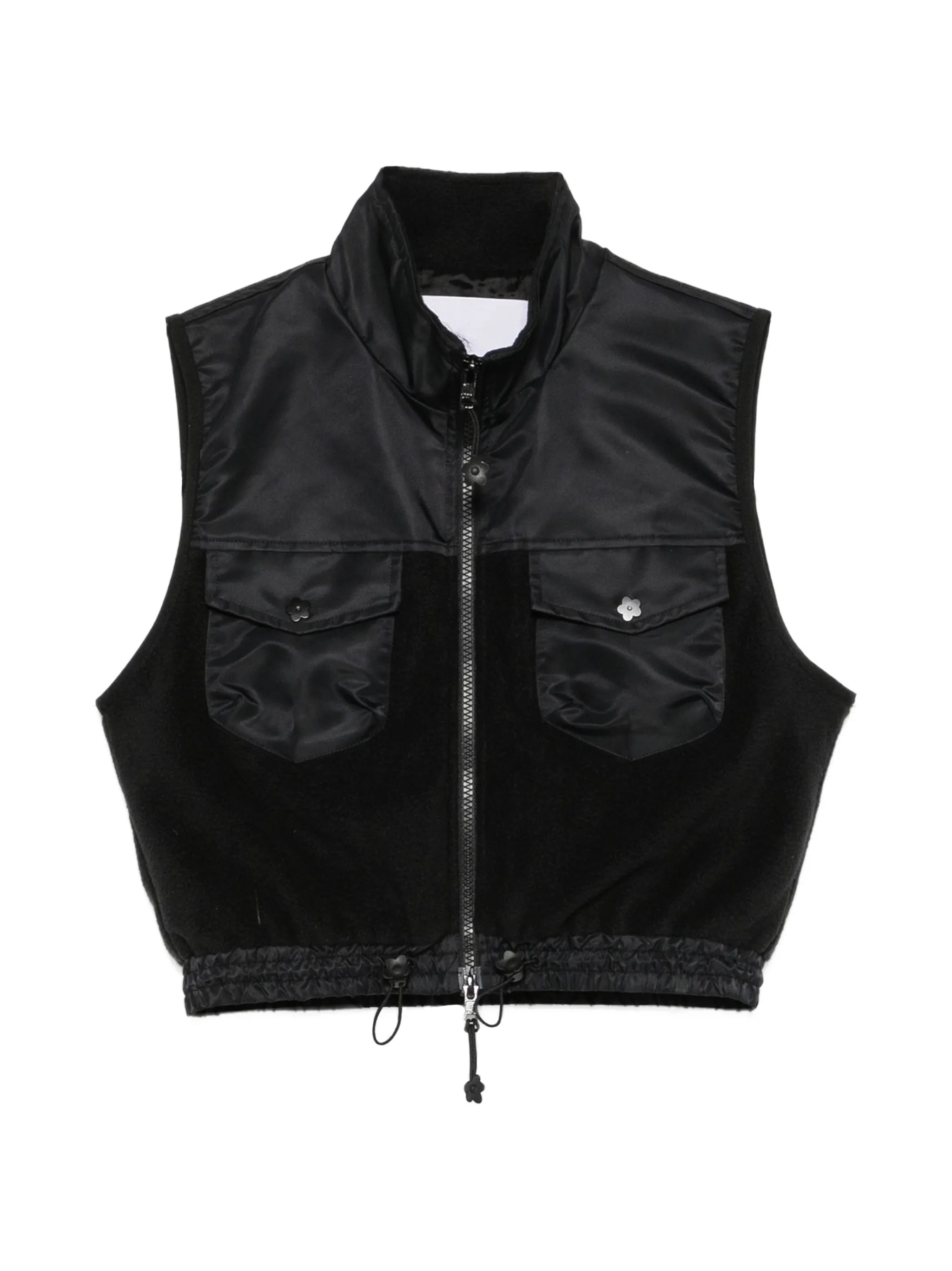 Windflower-embroidered fleece vest
