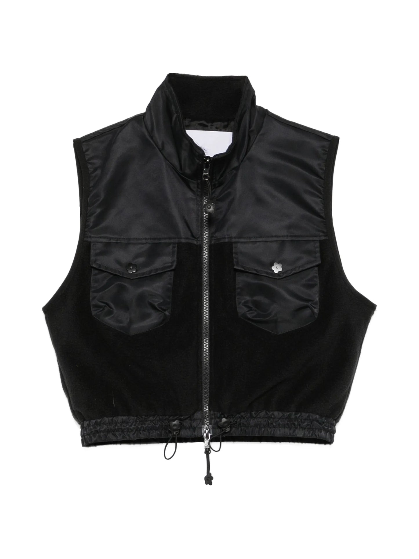 Windflower-embroidered fleece vest
