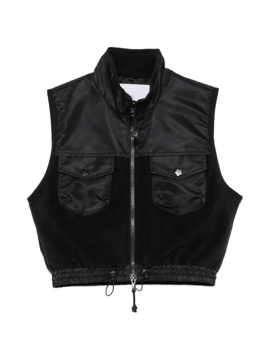 Windflower-embroidered fleece vest