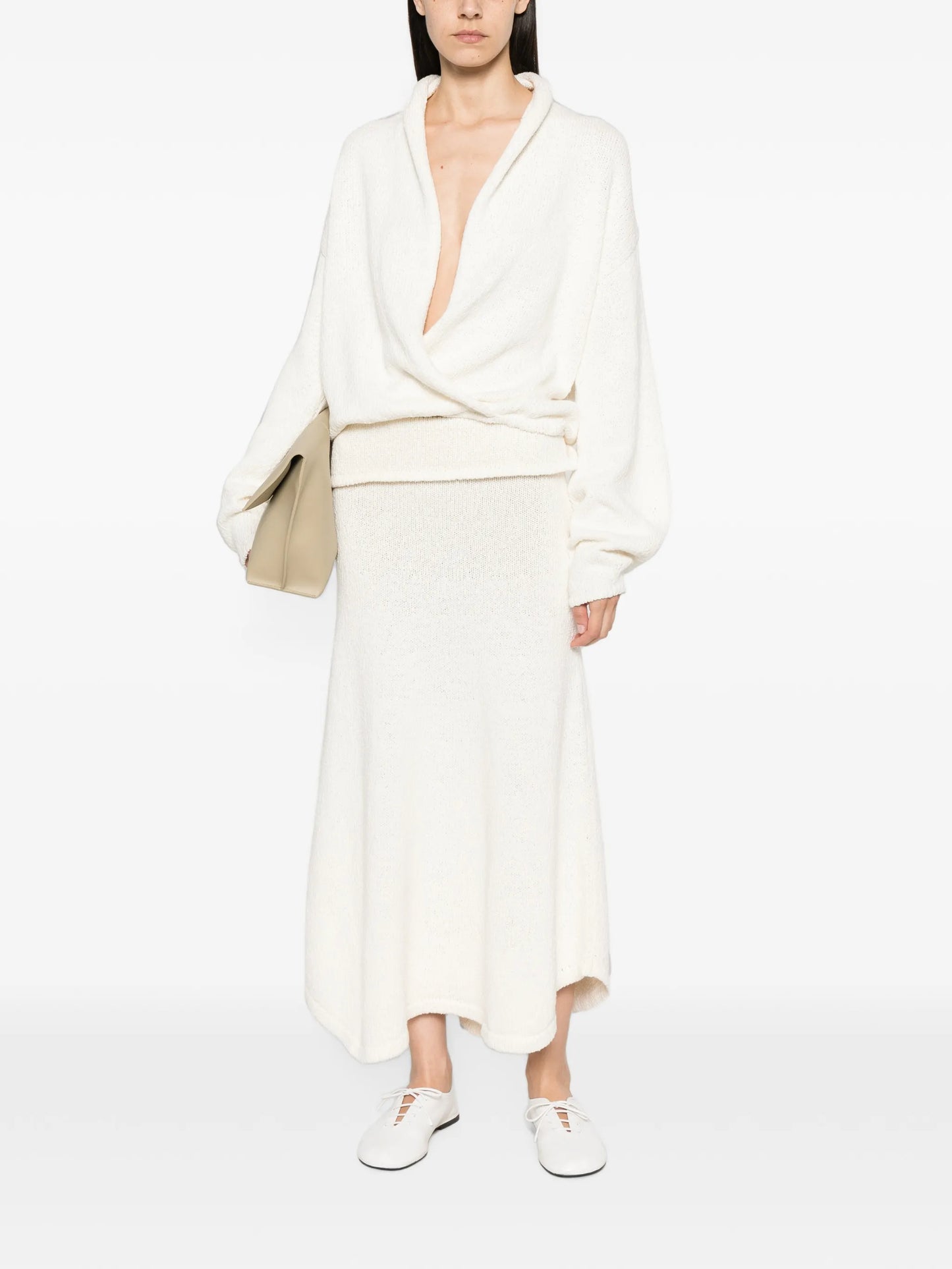 Kena asymmetric knitted maxi skirt
