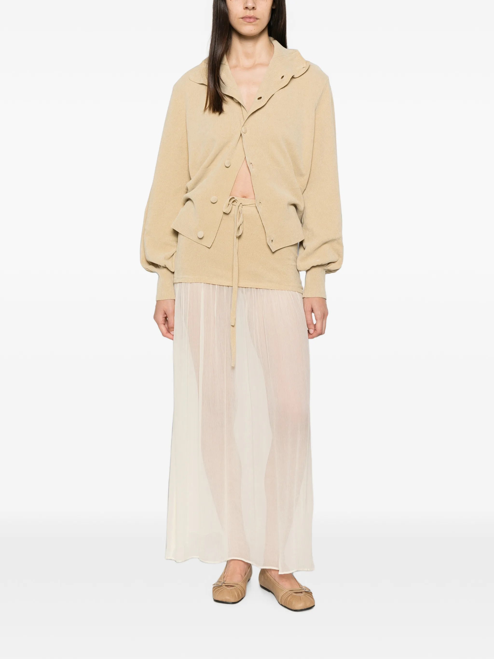 Asha sheer-panel maxi skirt