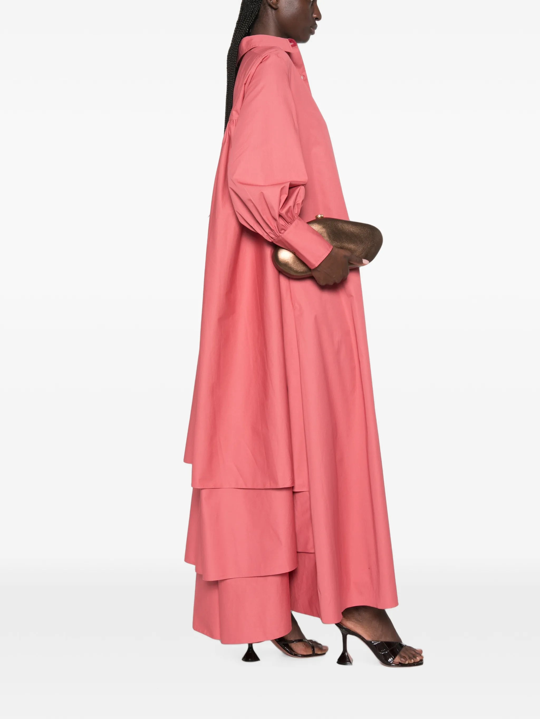 layered maxi shirt dress
