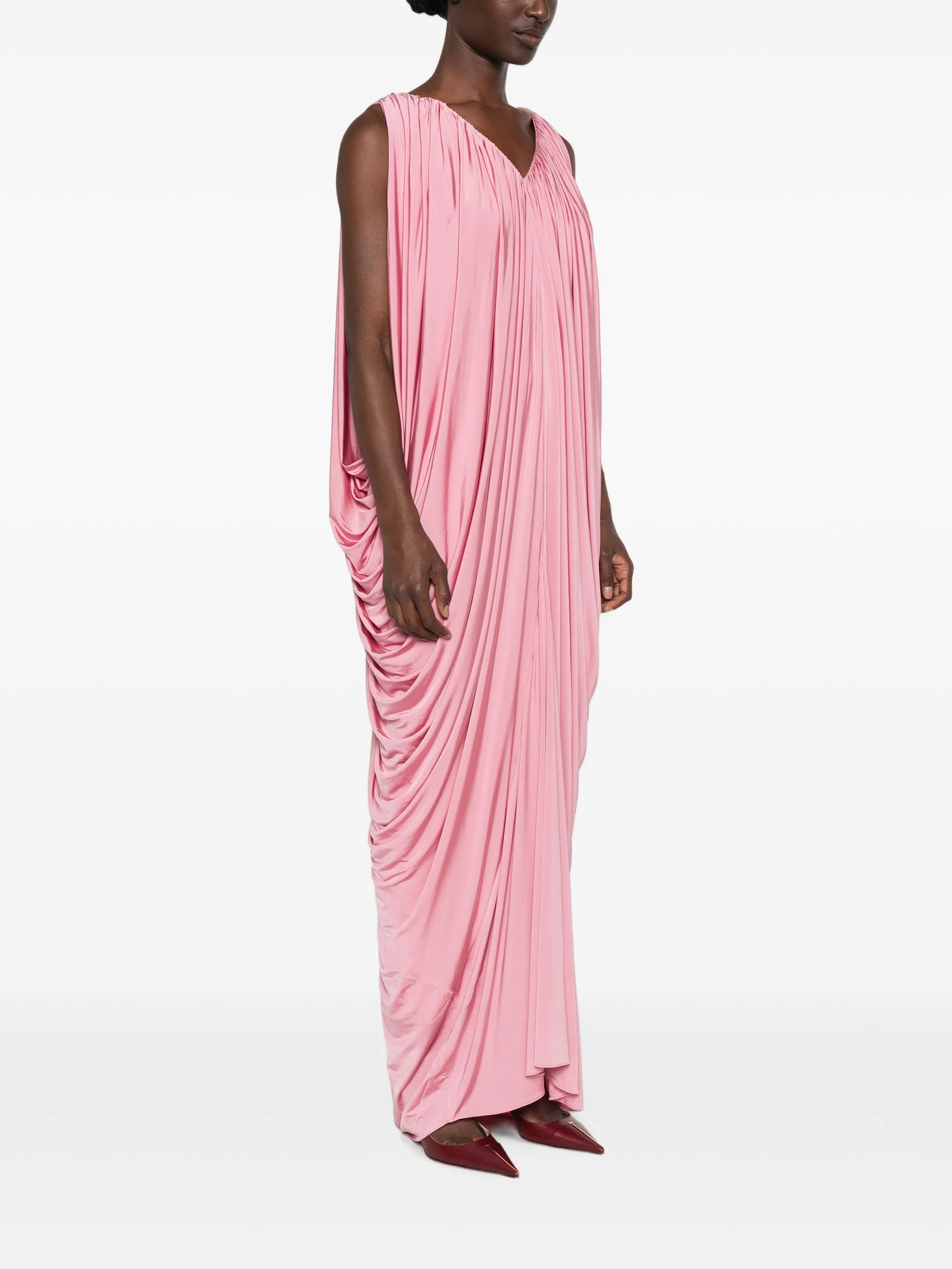 draped V-neck maxi dress
