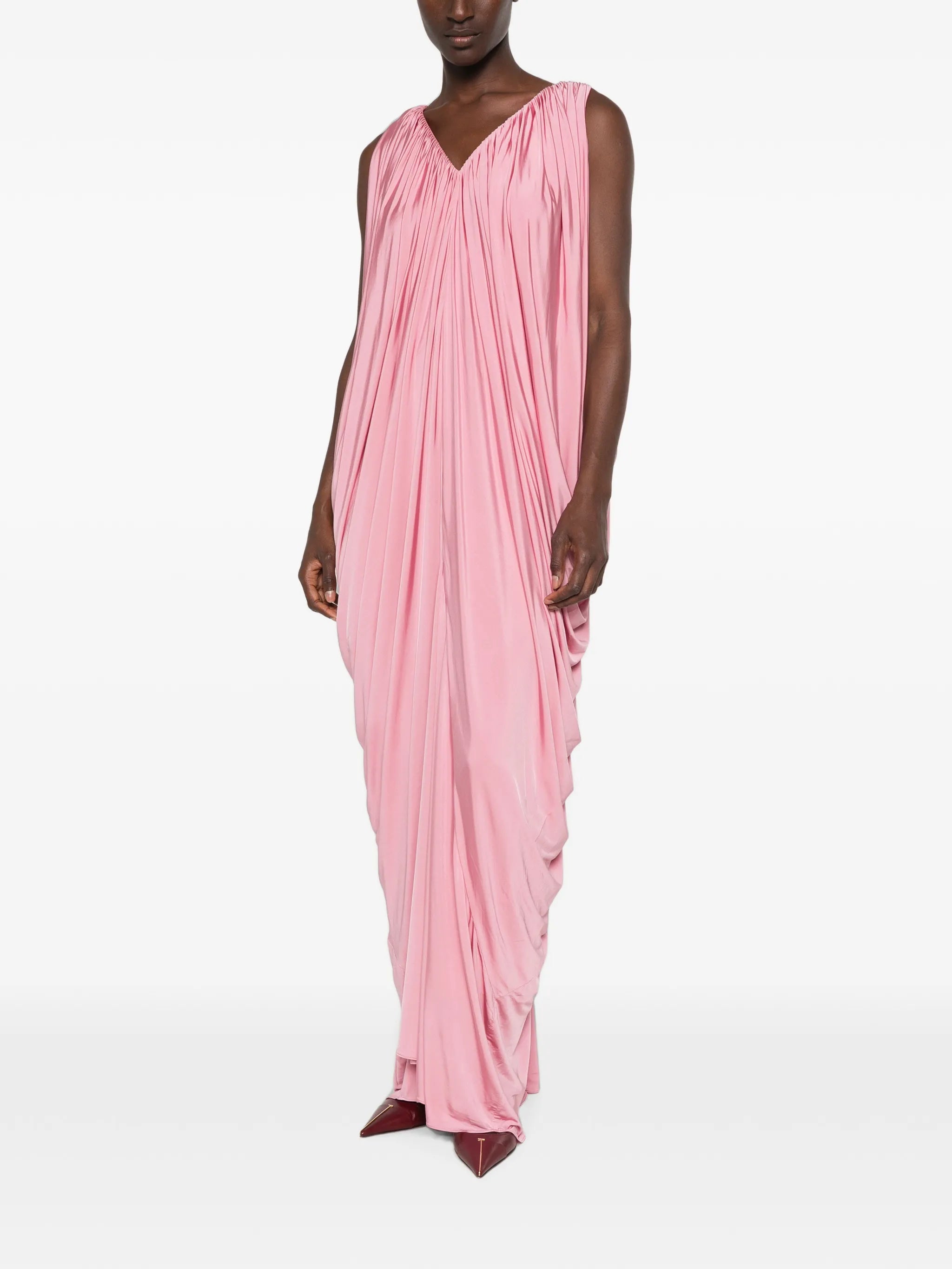 draped V-neck maxi dress
