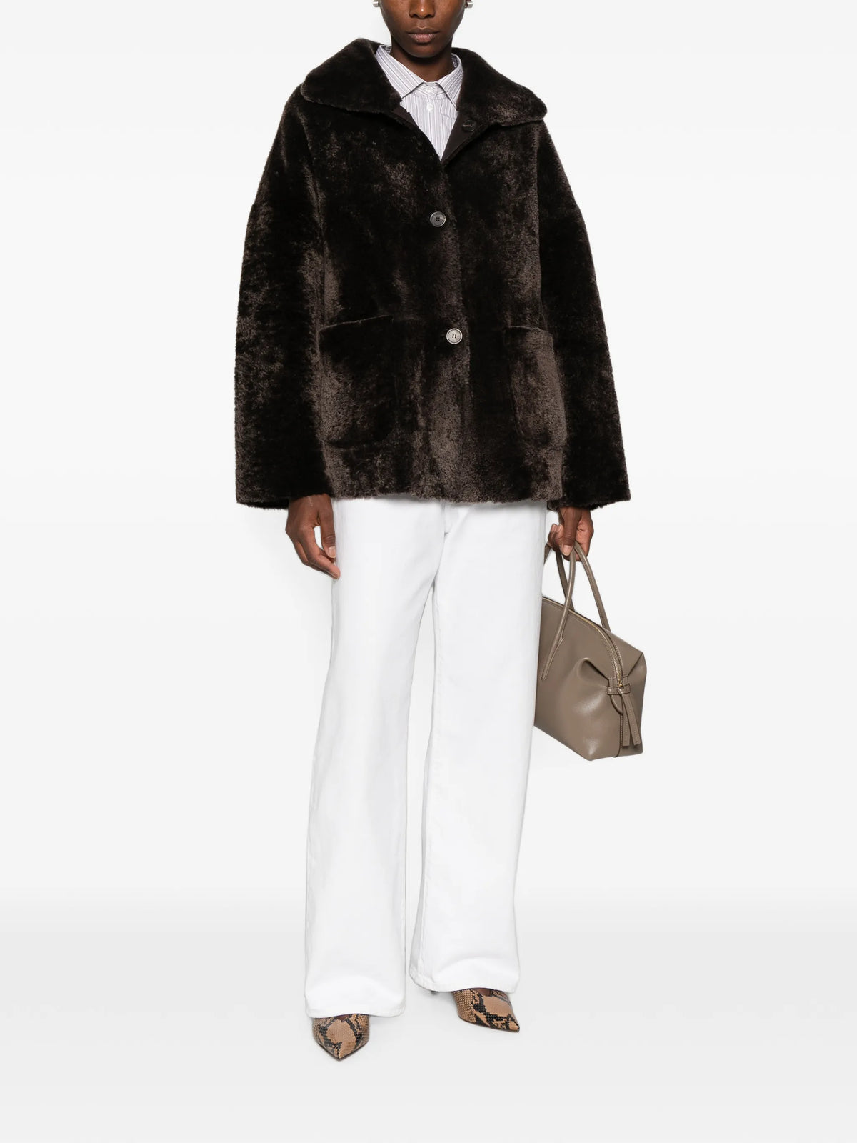 Isabella button-up shearling jacket