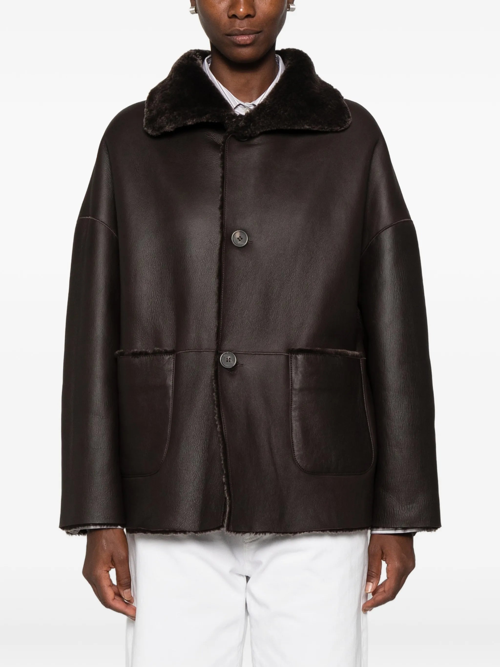 Isabella button-up shearling jacket