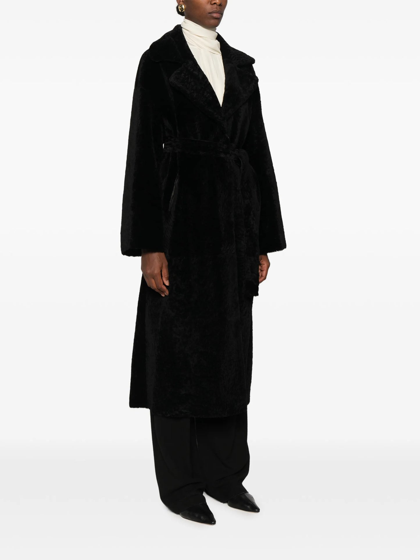 belted shearling coat