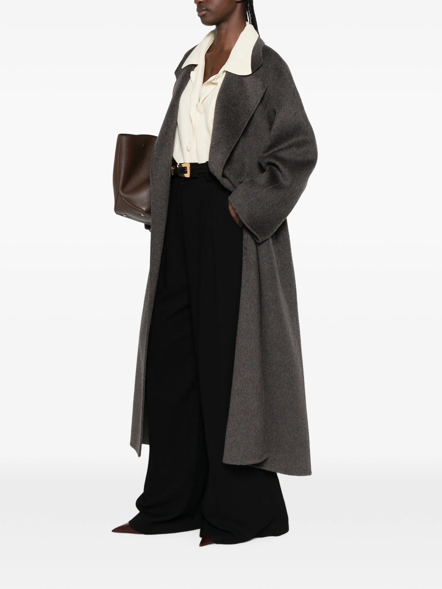 belted wool single-breasted coat