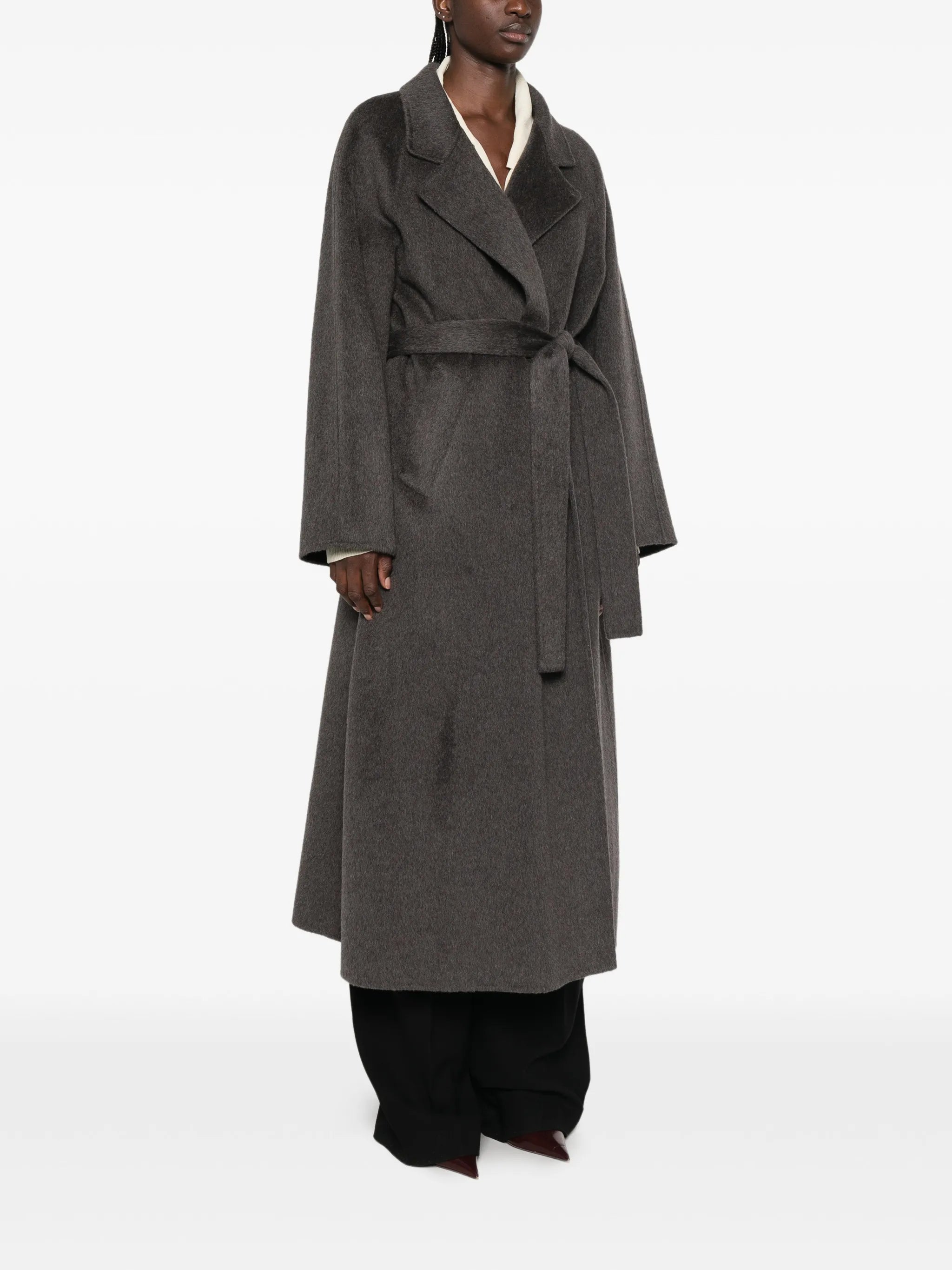 belted wool single-breasted coat