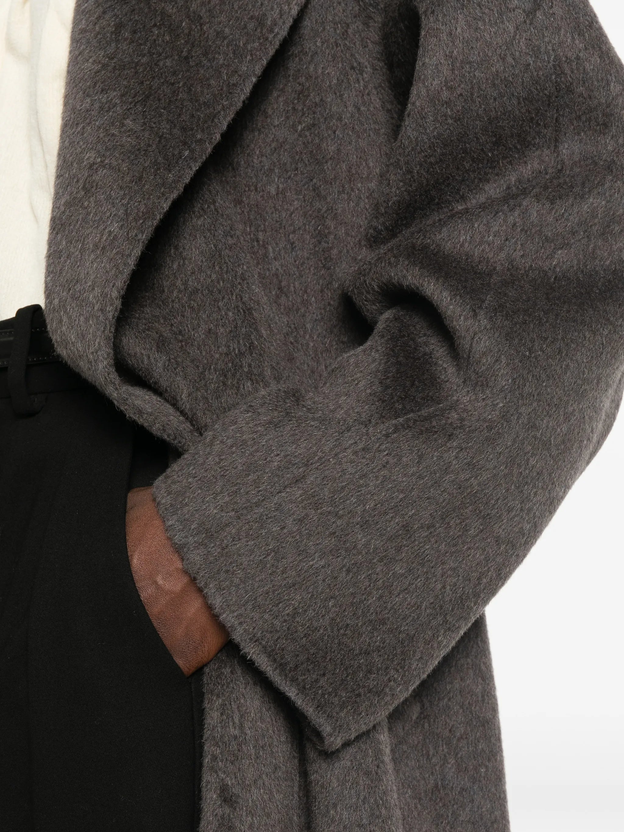 belted wool single-breasted coat