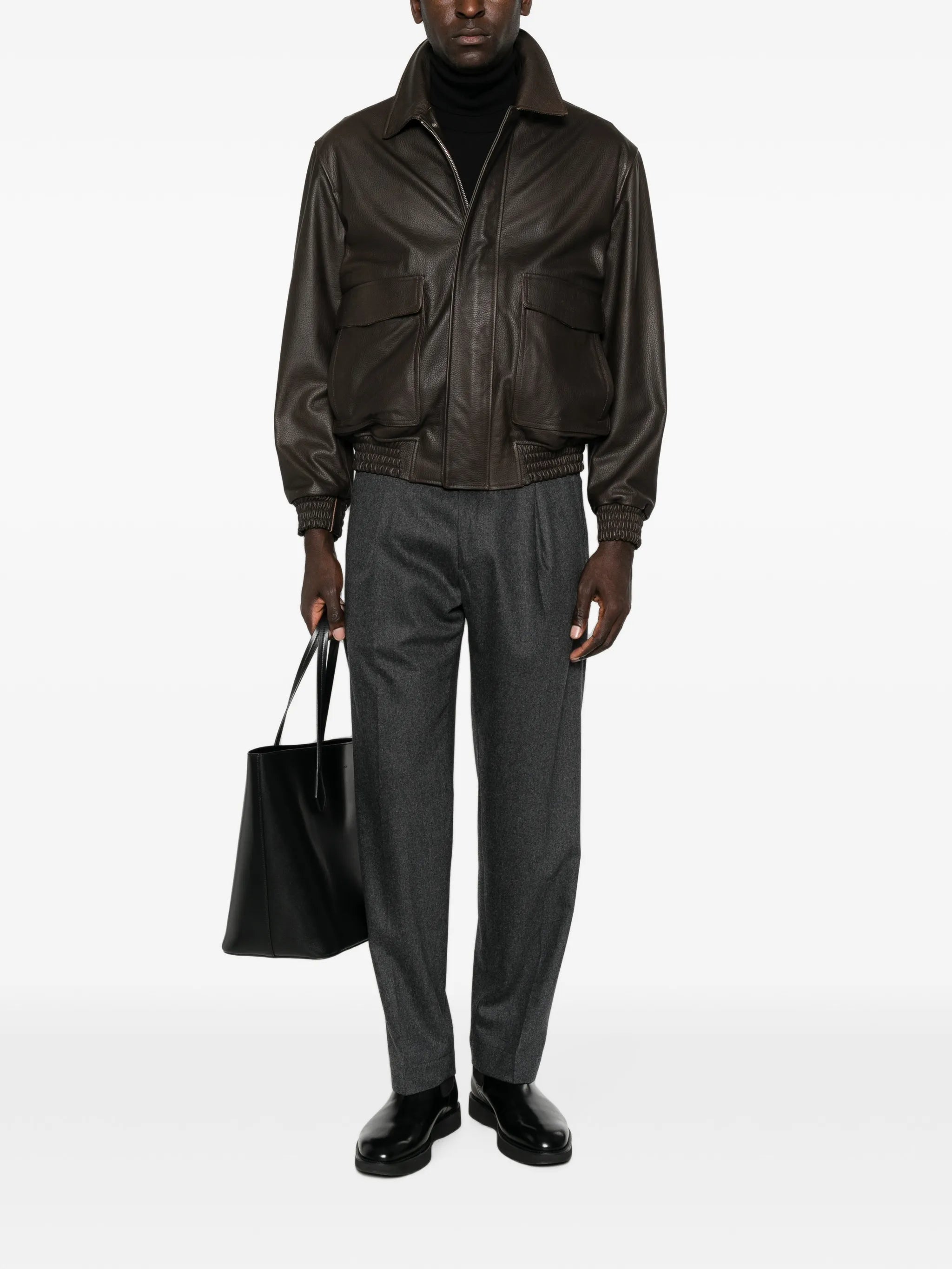 Bari zip-up leather jacket