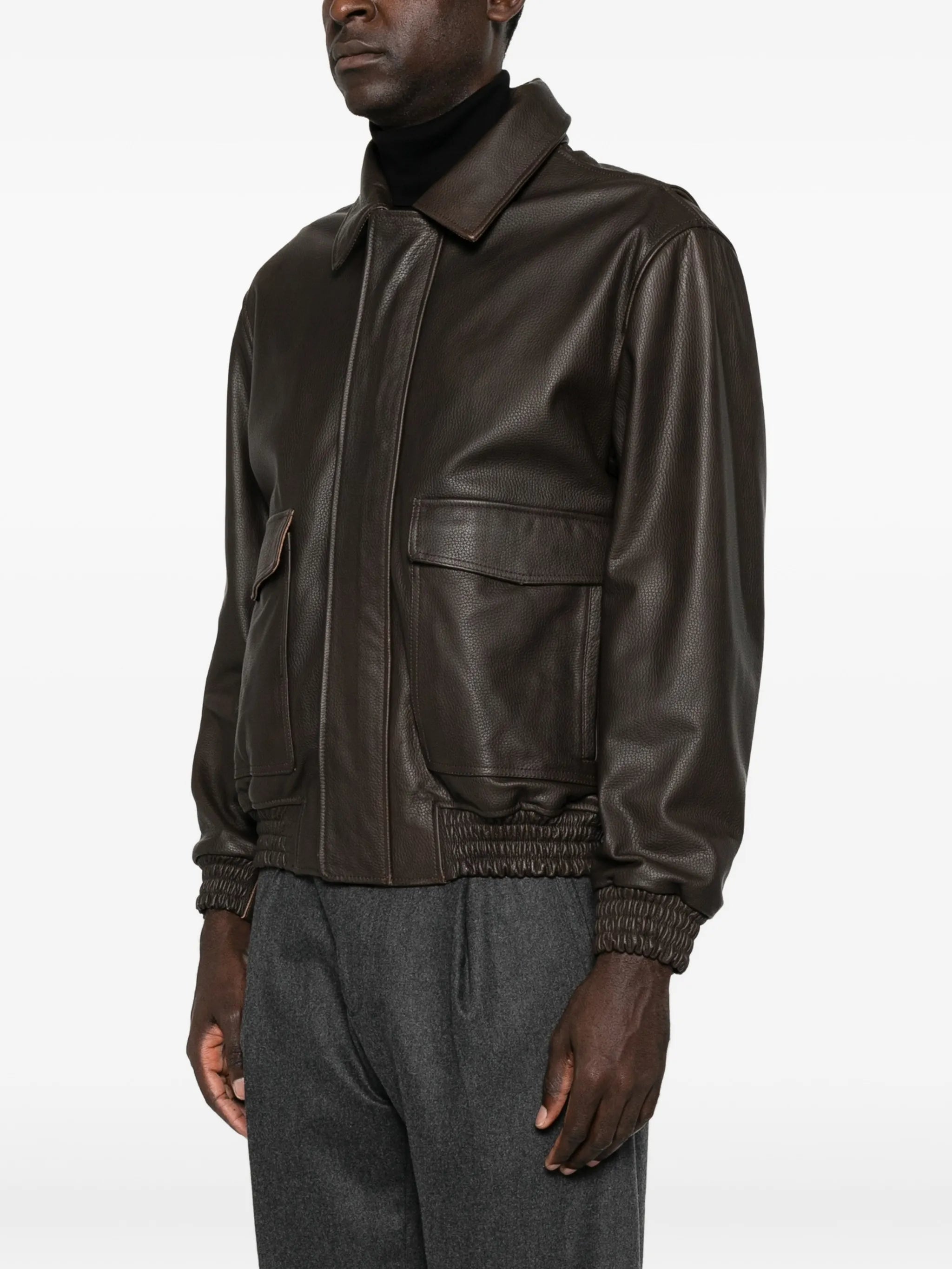 Bari zip-up leather jacket