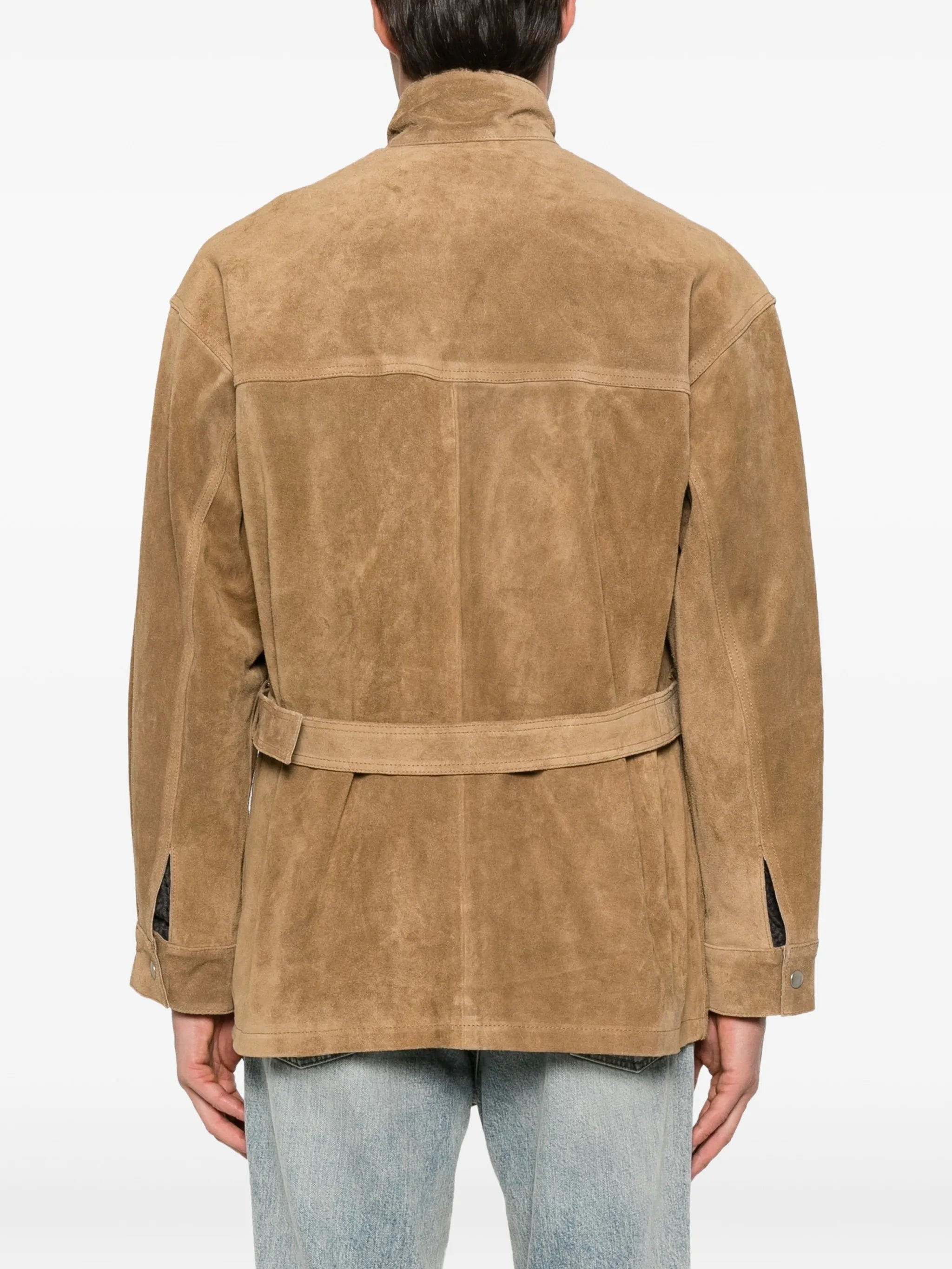 belted suede jacket