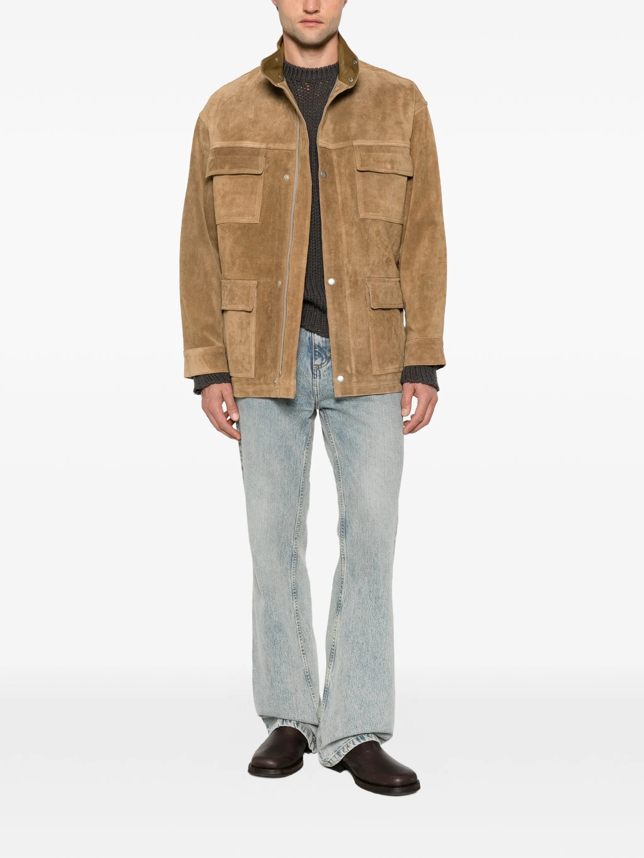 belted suede jacket