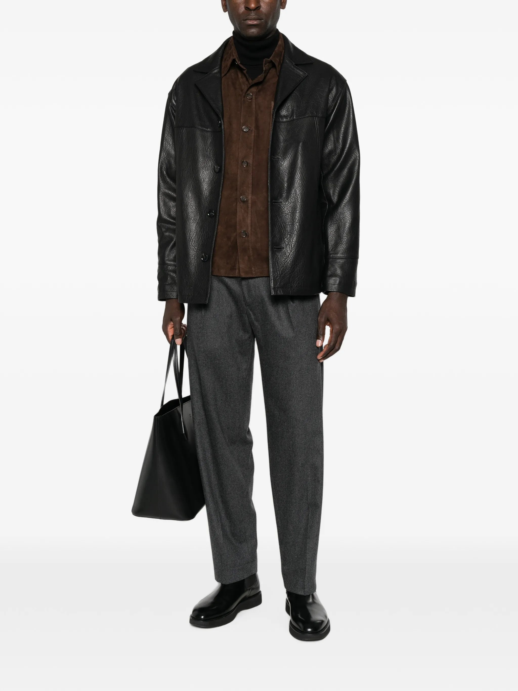 Jack leather button-up jacket