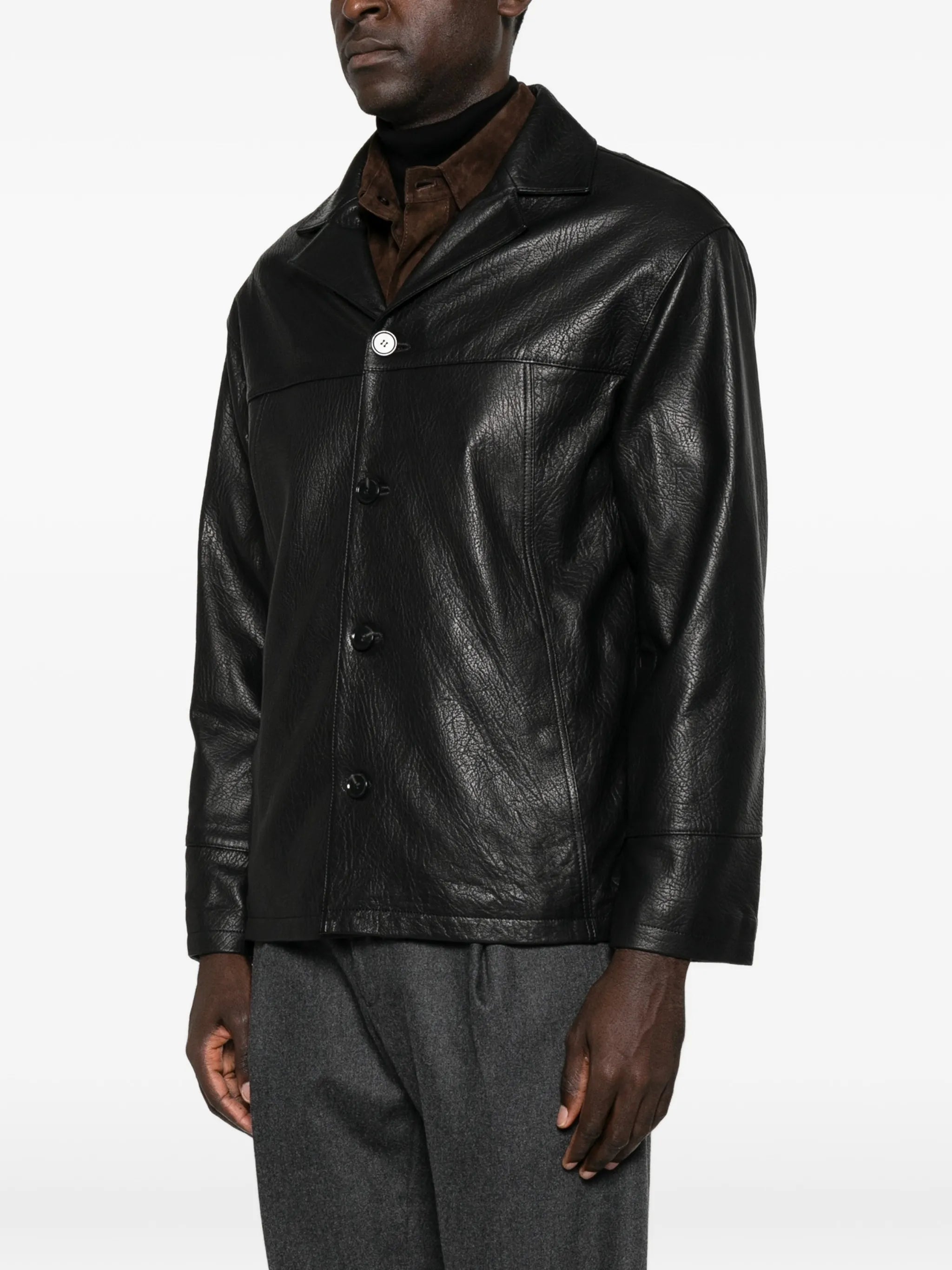Jack leather button-up jacket