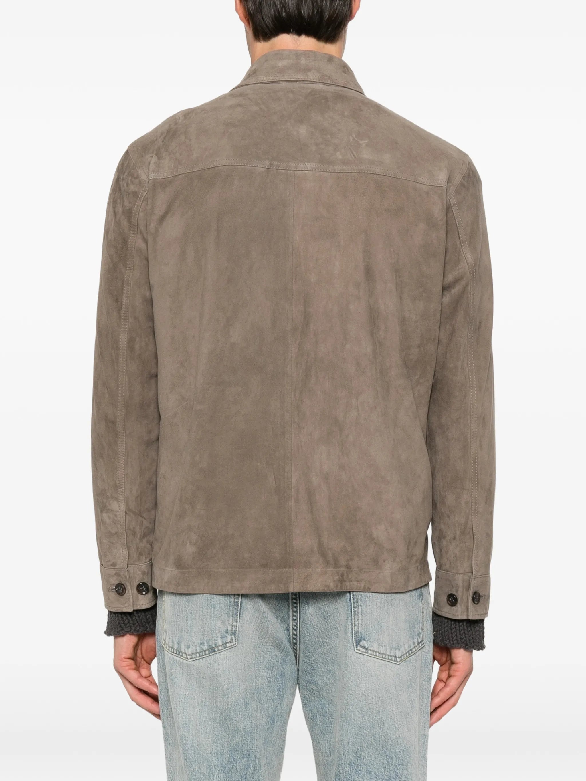 suede flap-pocket shirt jacket
