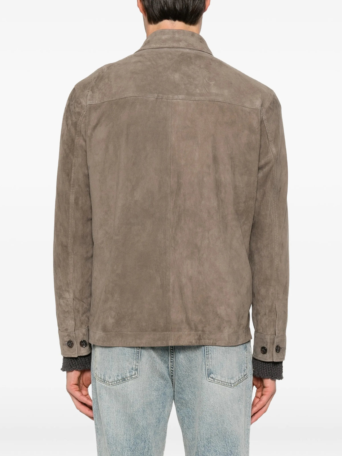 suede flap-pocket shirt jacket
