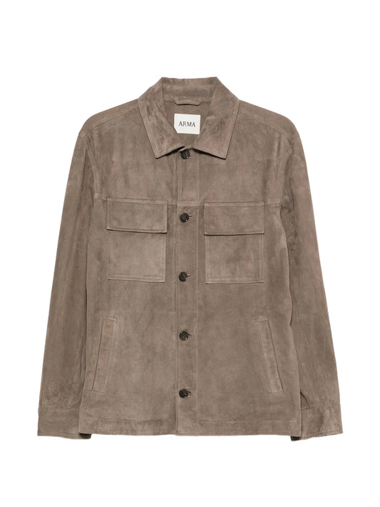 suede flap-pocket shirt jacket