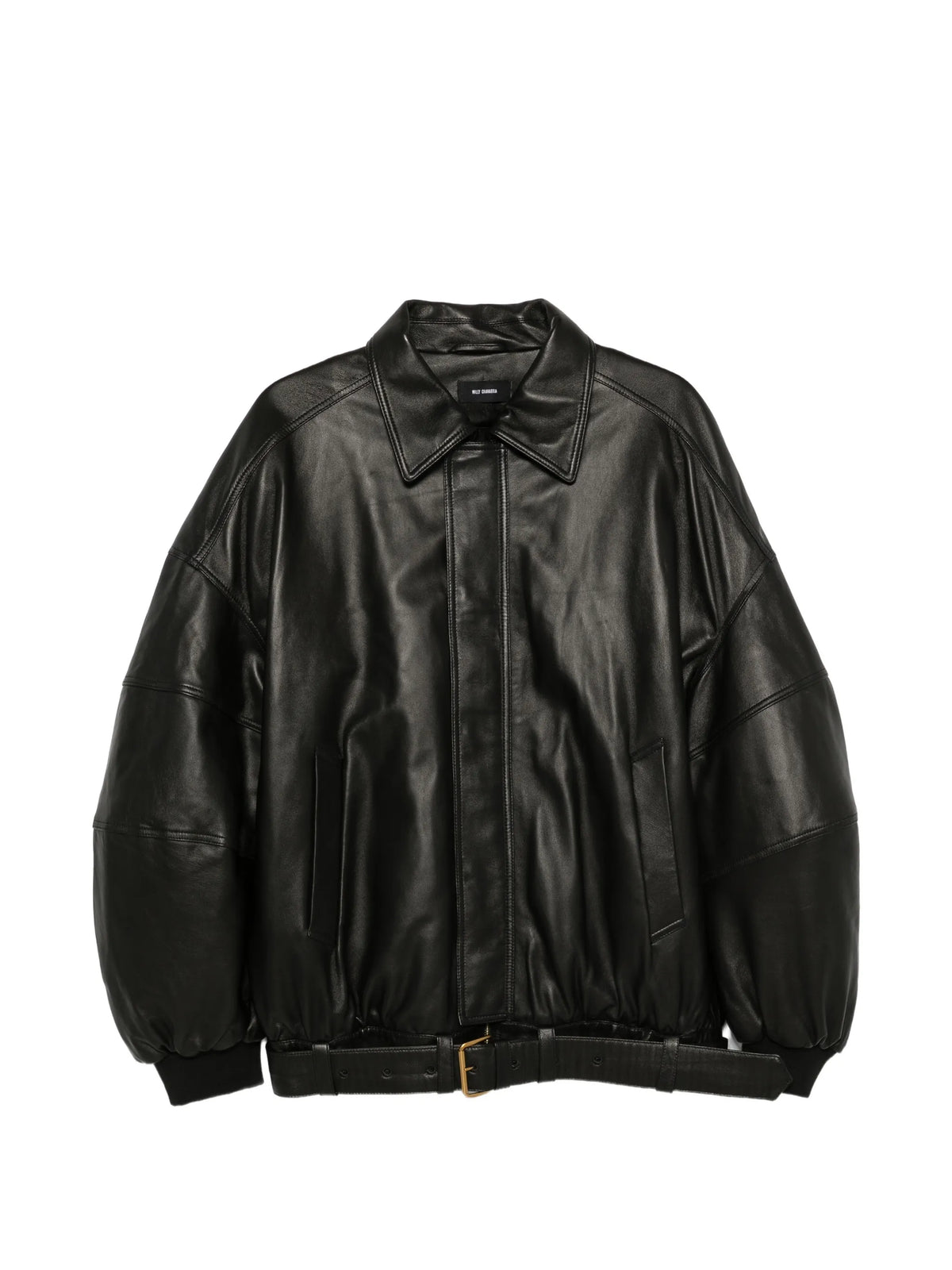 Hustlers belted leather jacket