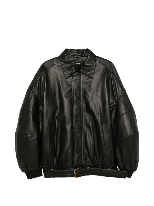 Hustlers belted leather jacket