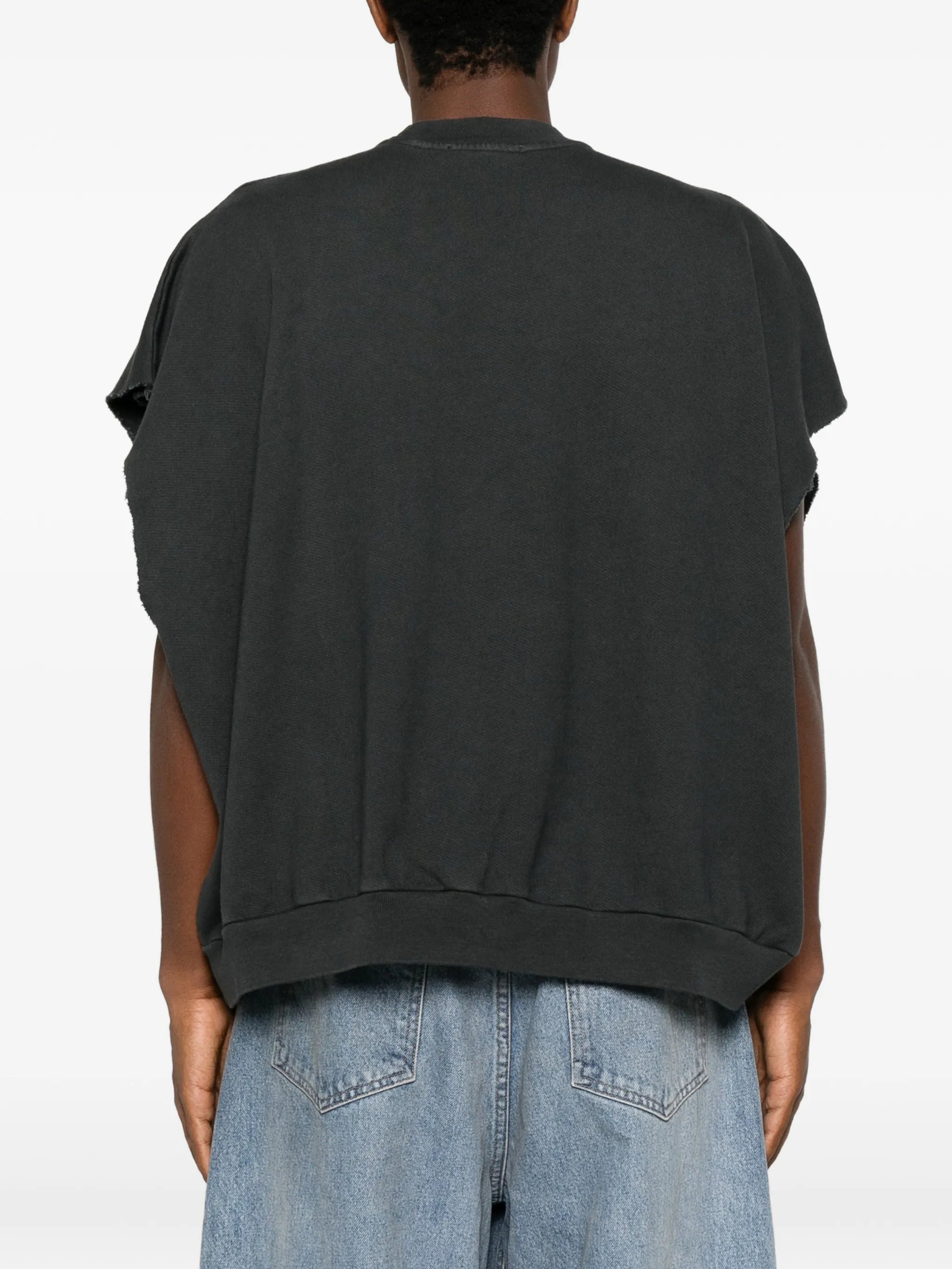 logo-print raw-cut tank top