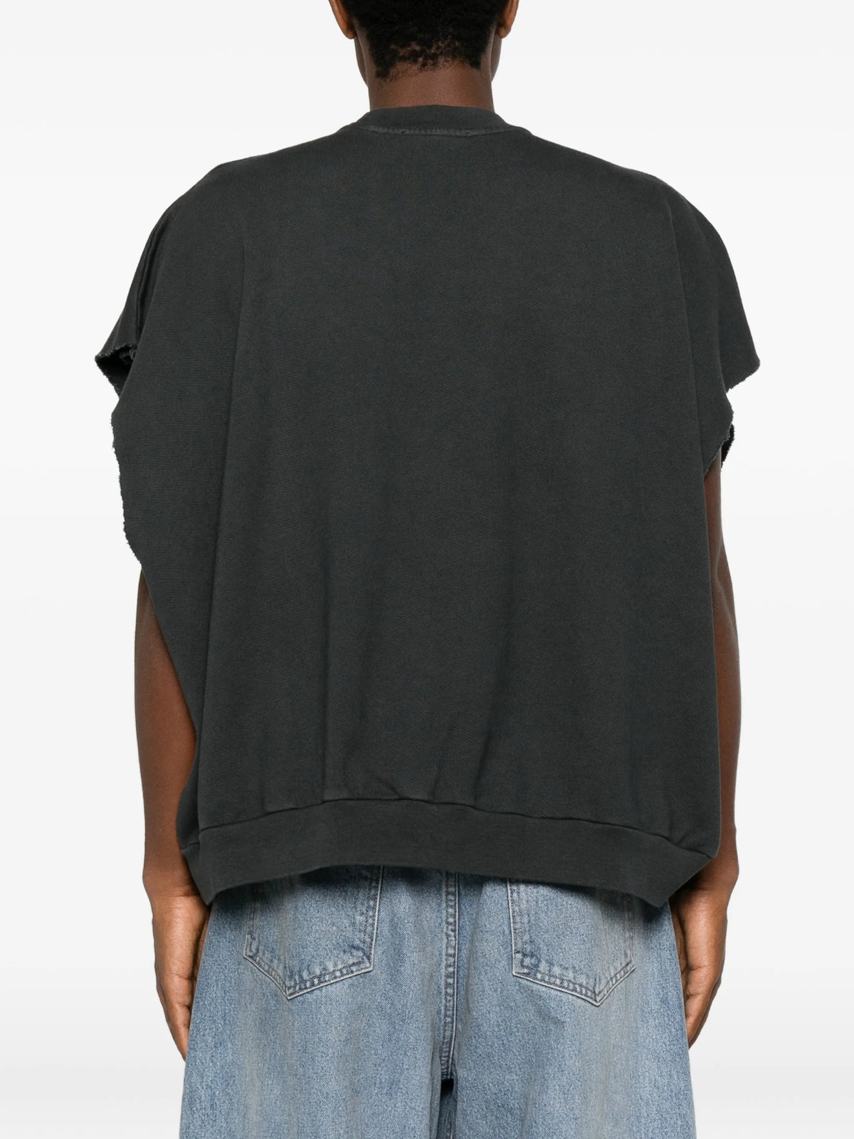 logo-print raw-cut tank top