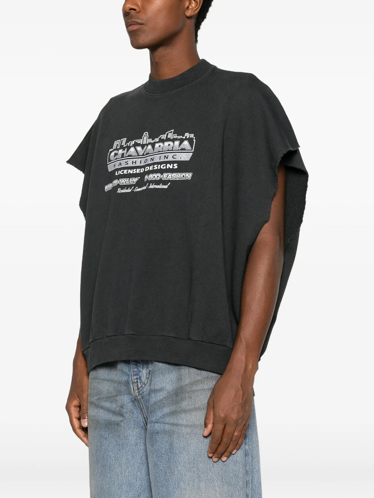 logo-print raw-cut tank top