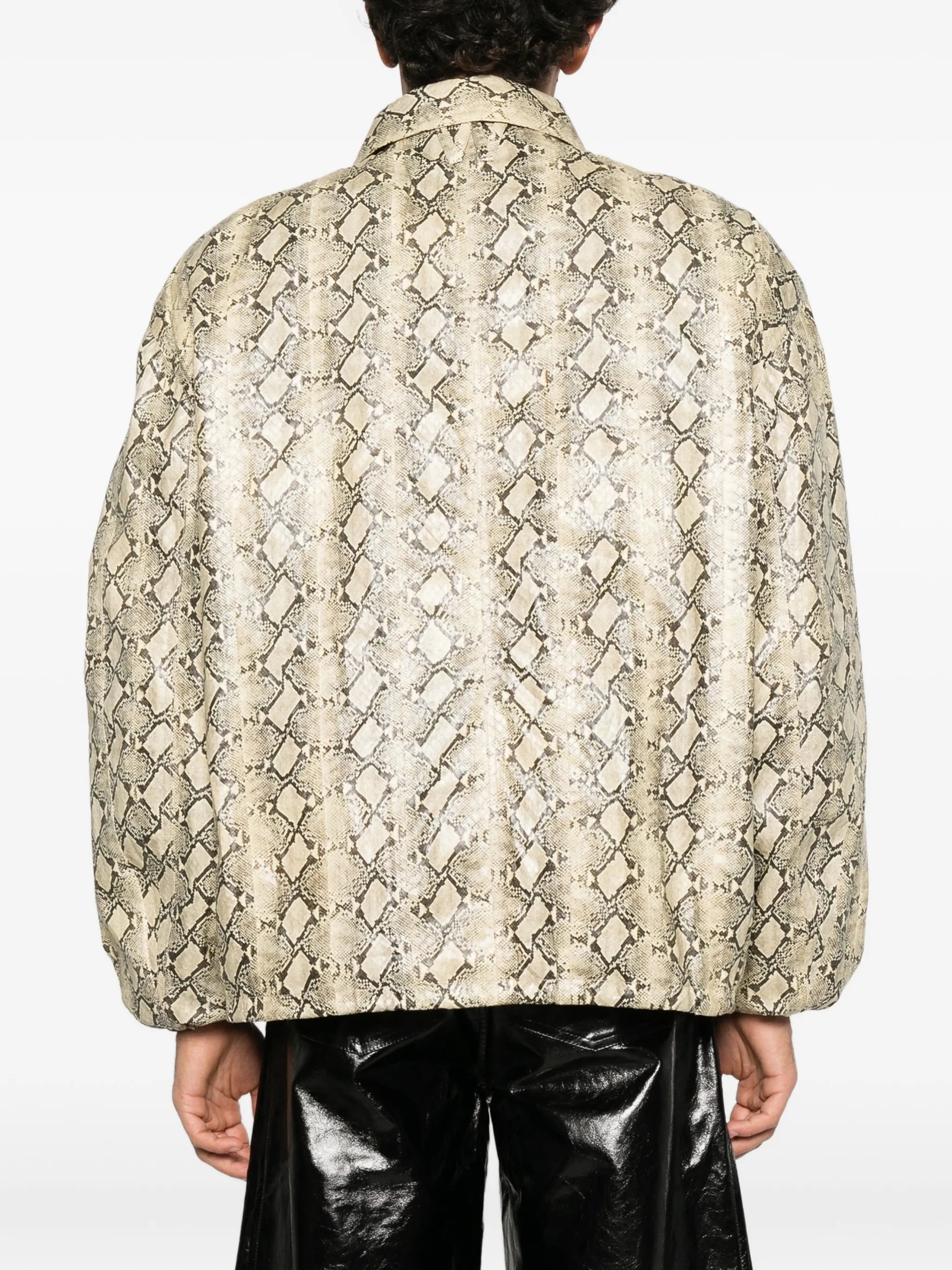 snake-print leather jacket