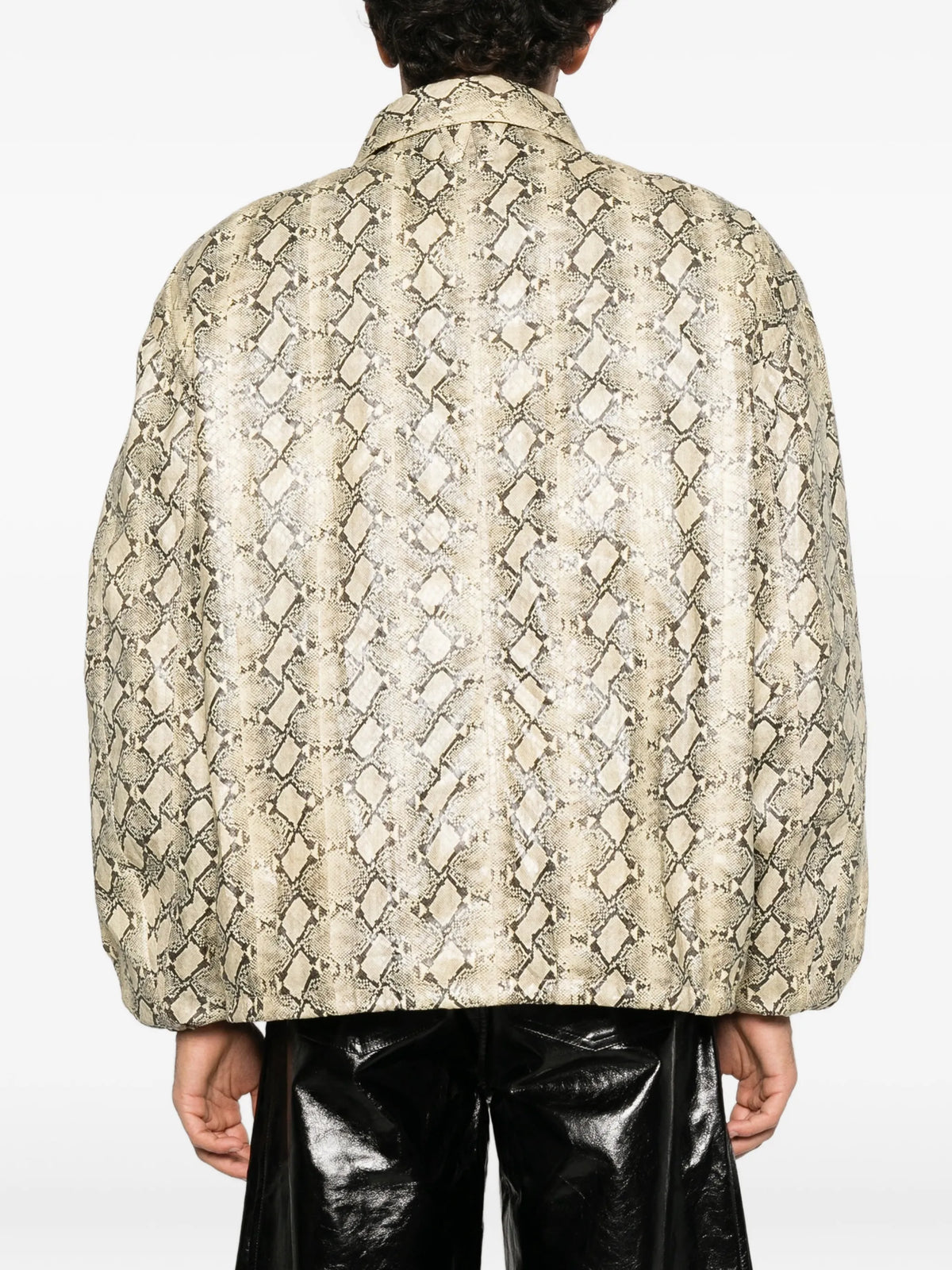 snake-print leather jacket