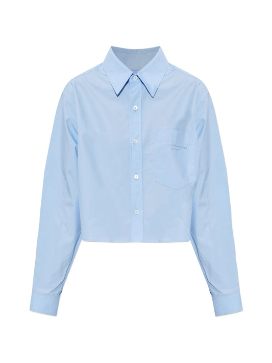 embroidered logo cropped shirt