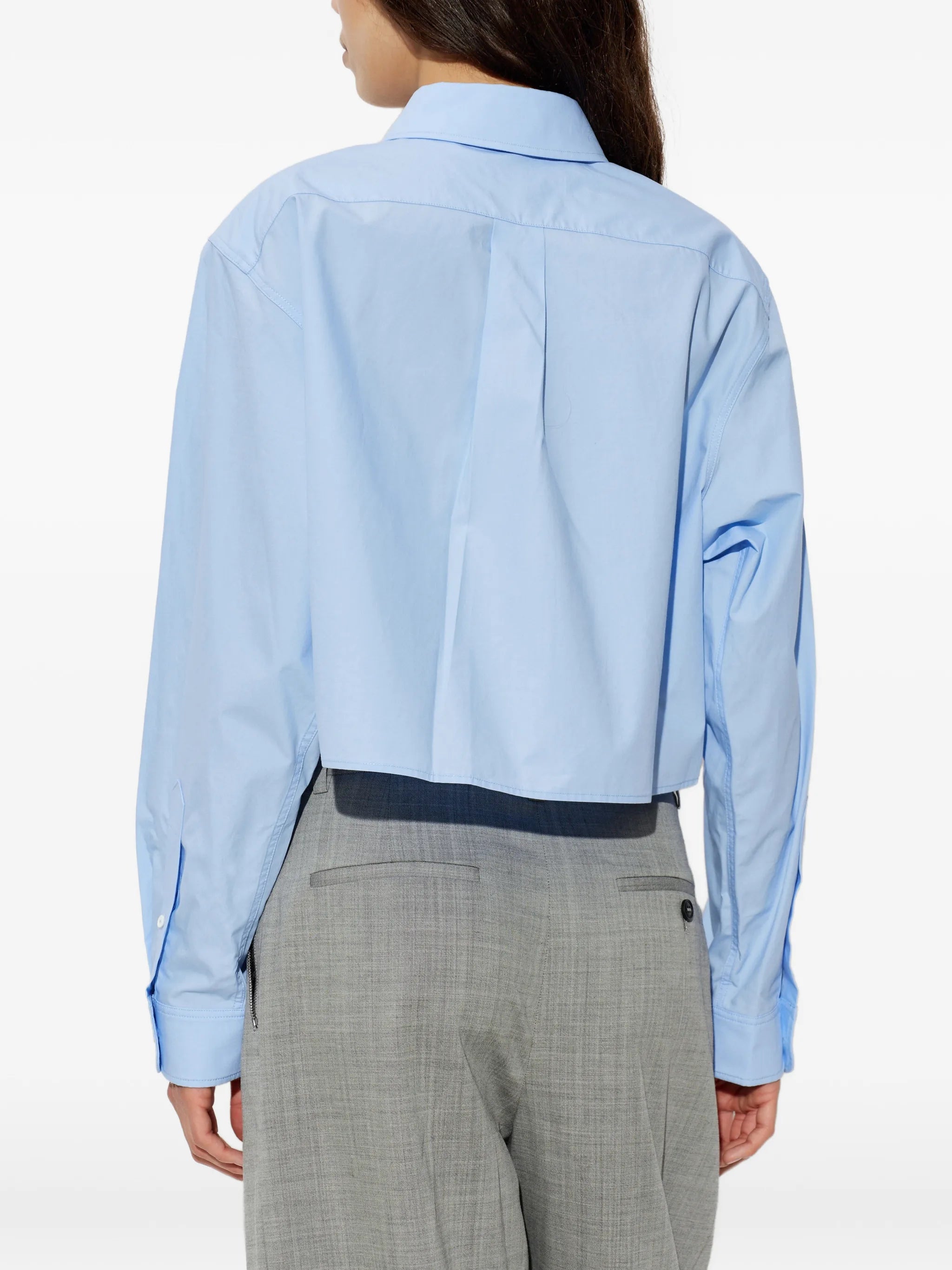 embroidered logo cropped shirt