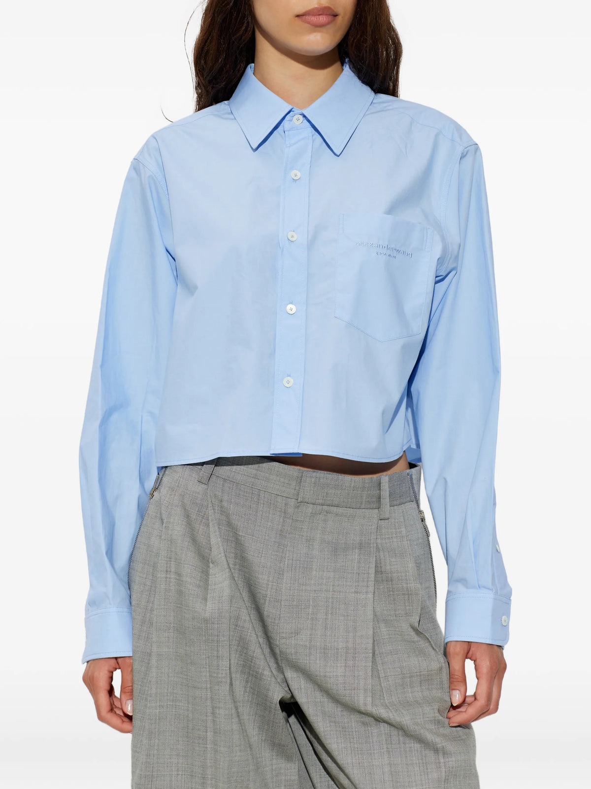 embroidered logo cropped shirt