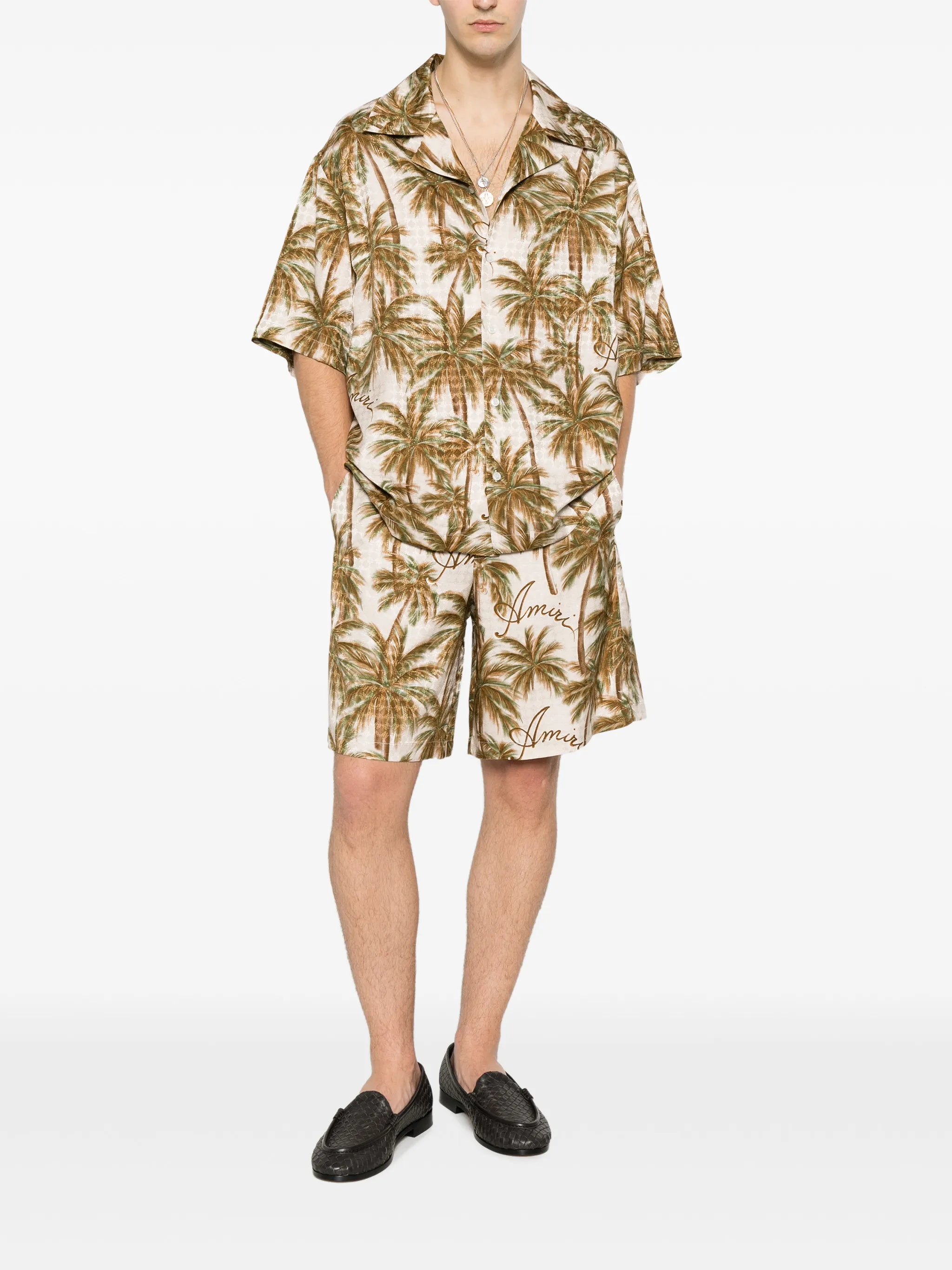 palm-tree-print silk shirt