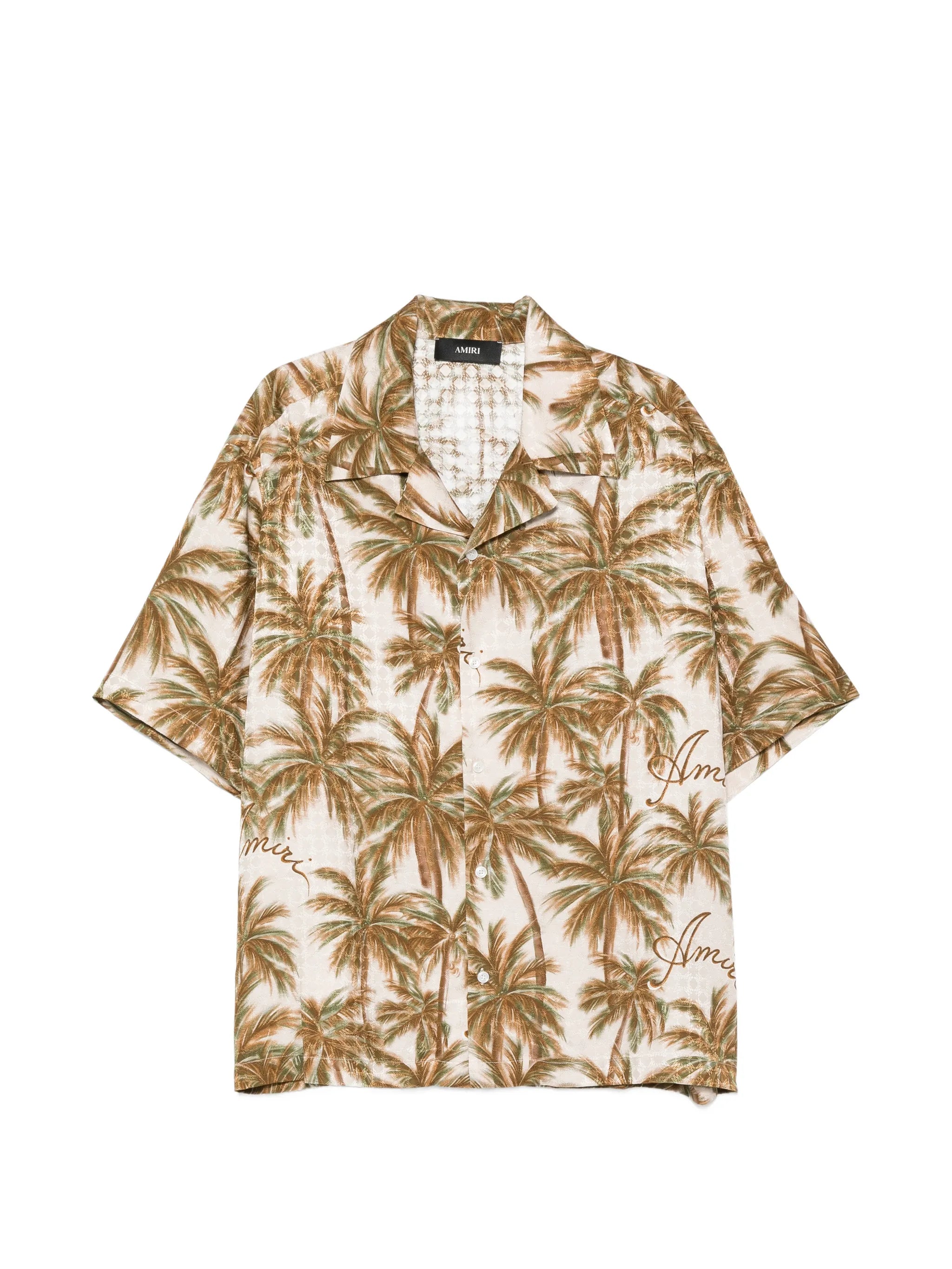 palm-tree-print silk shirt