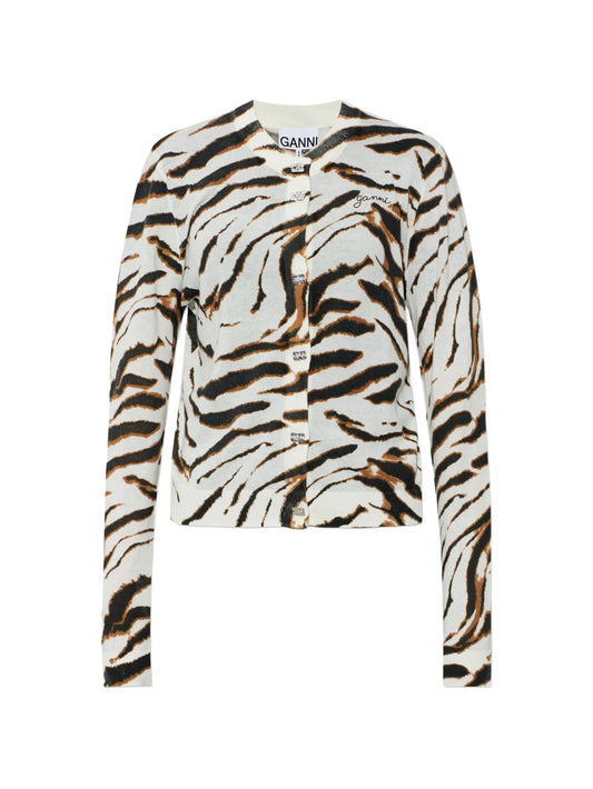 tiger-print cardigan