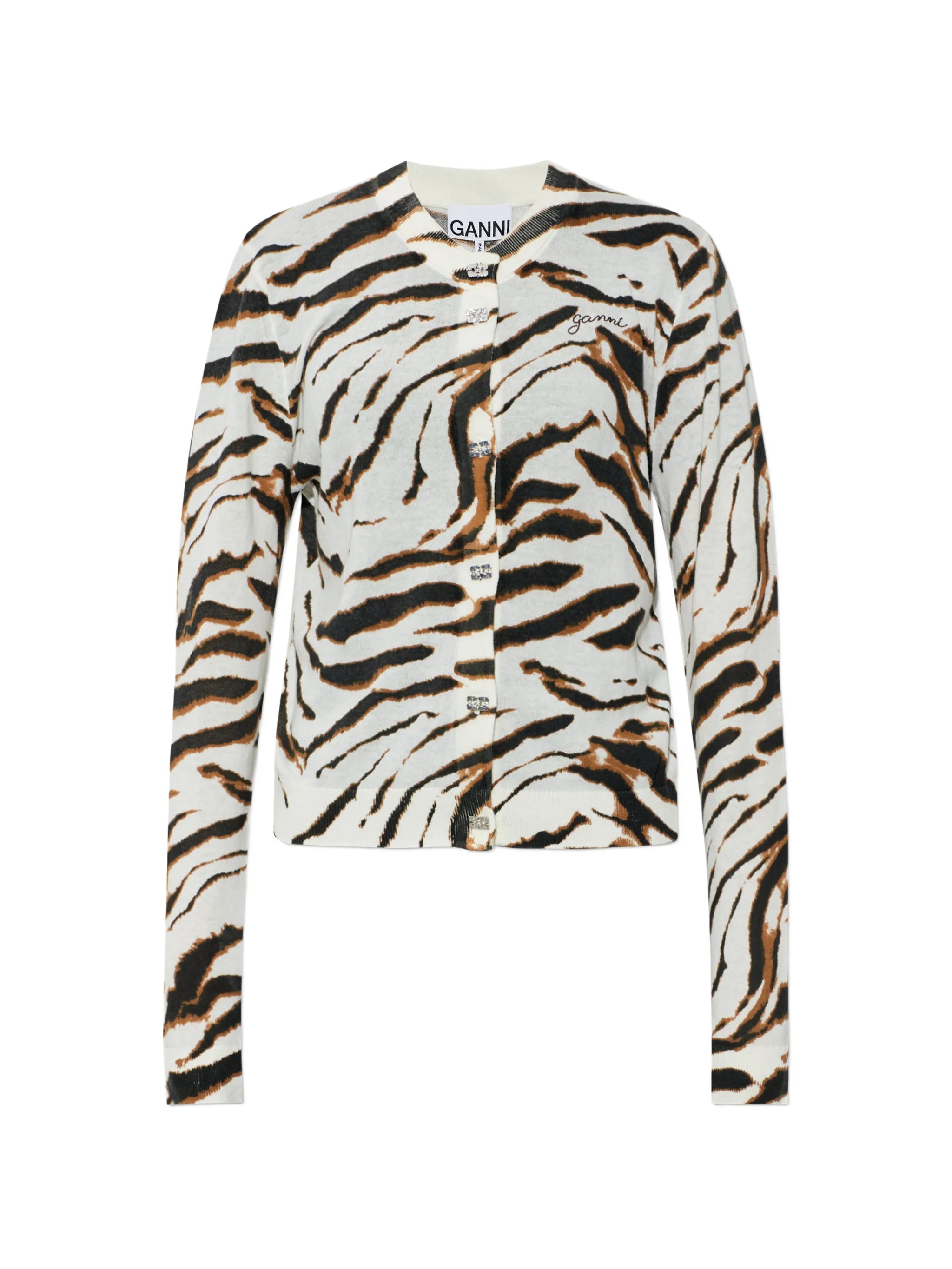 tiger-print logo-embroidered cardigan