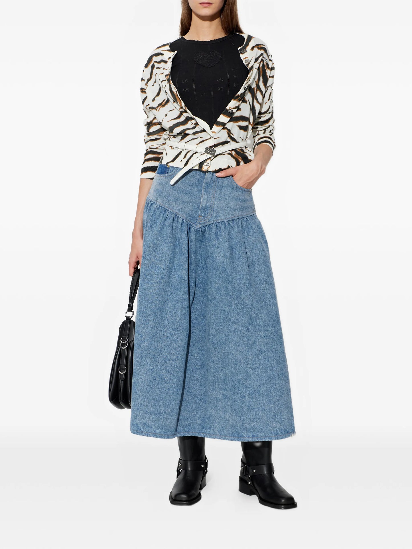 tiger-print cardigan