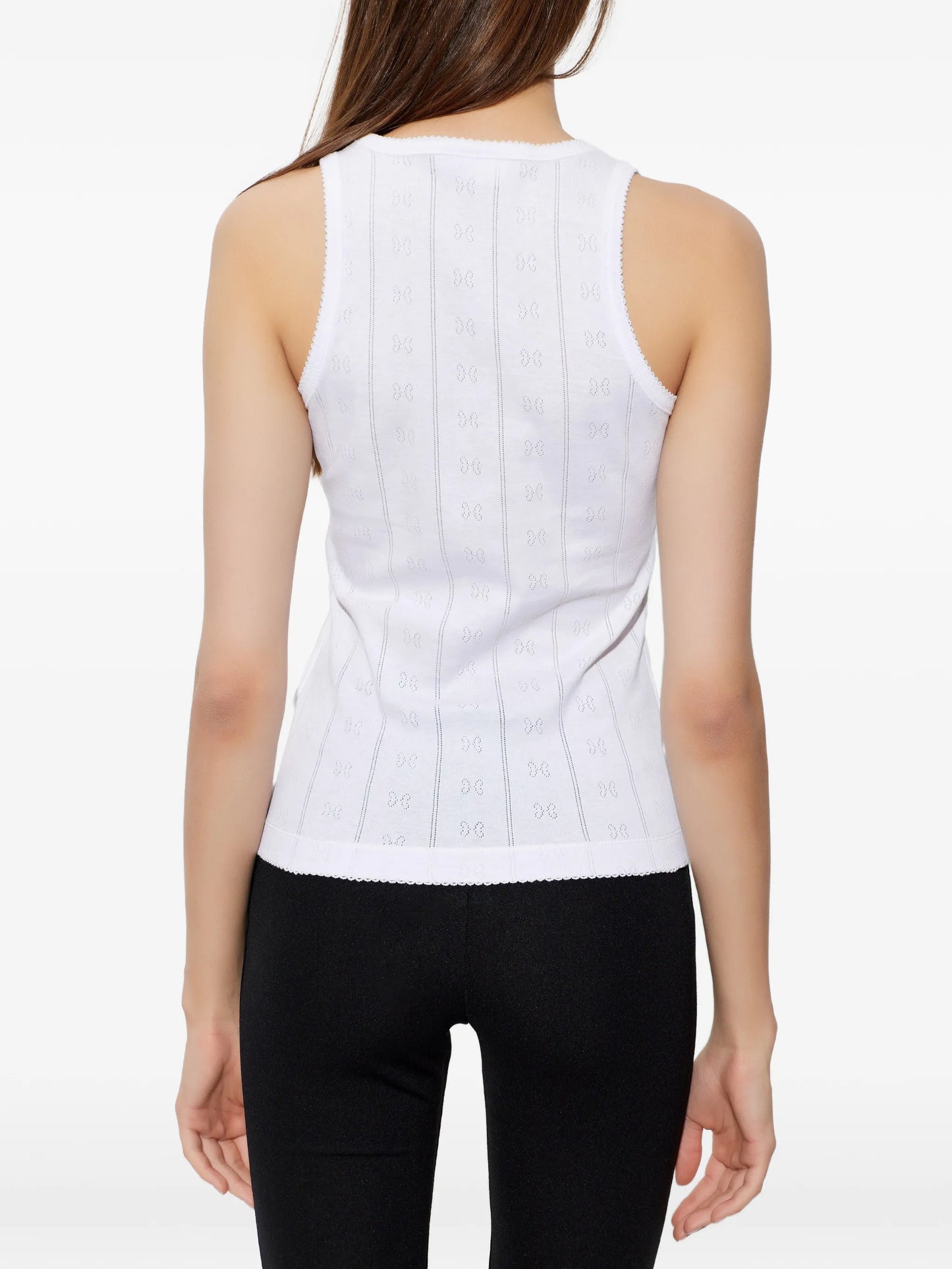 logo-patch pointelle-knit top