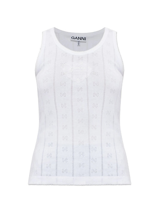 logo-patch pointelle-knit top