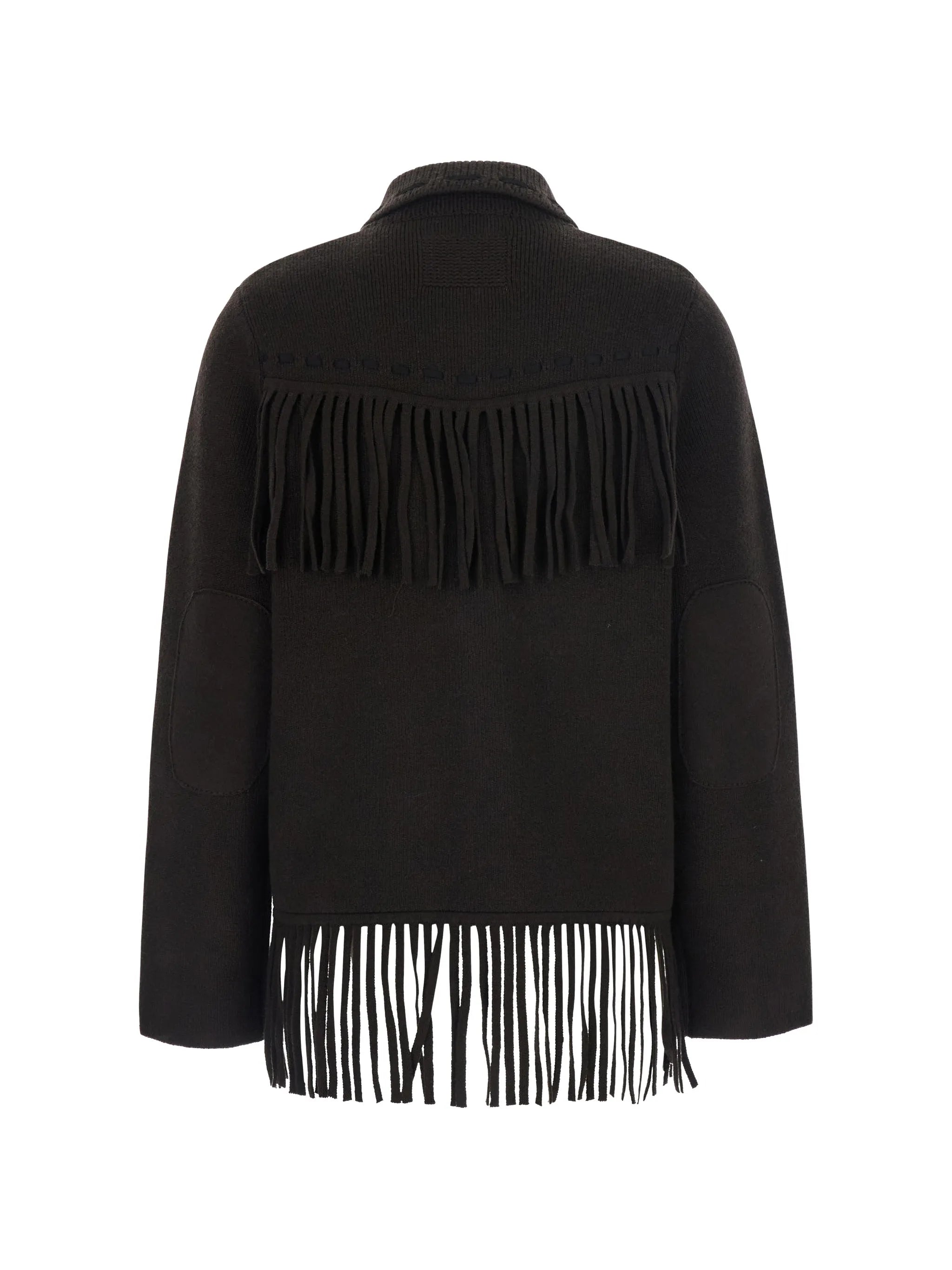 fringe-trimmed whipstitch cardigan