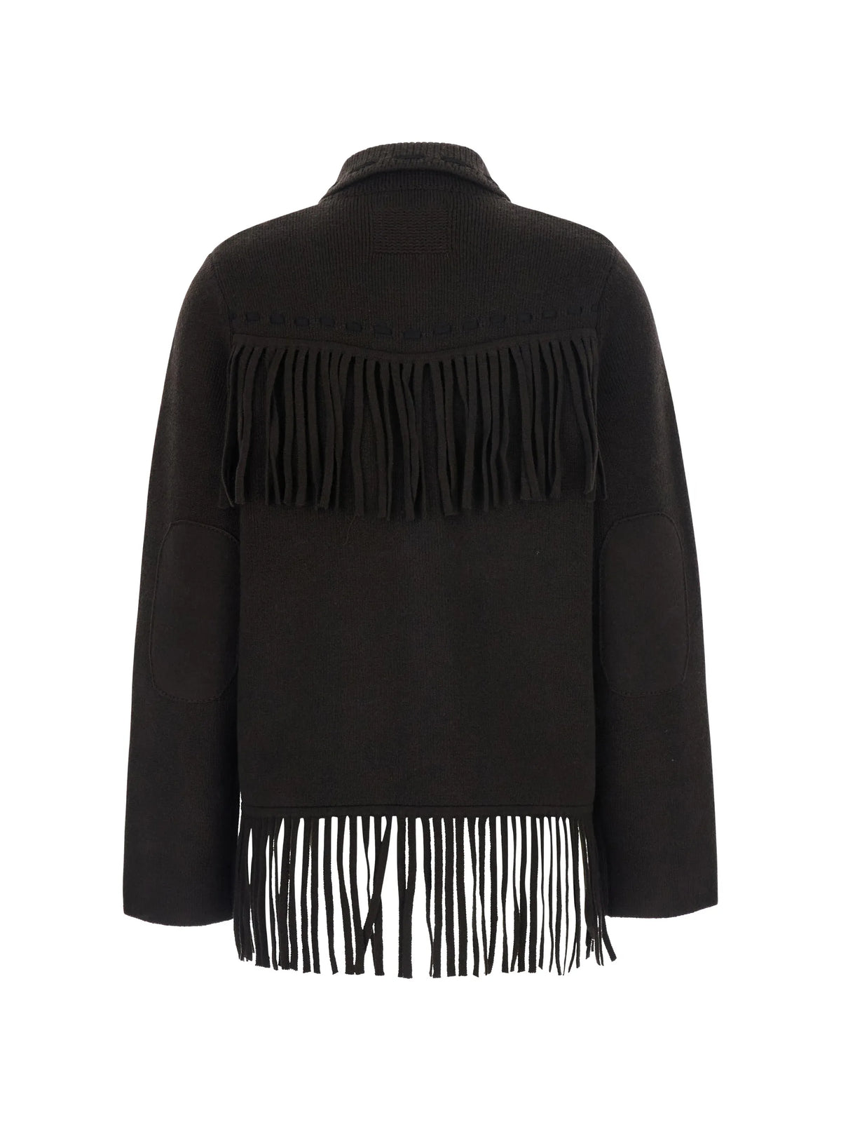 fringe-trimmed whipstitch cardigan