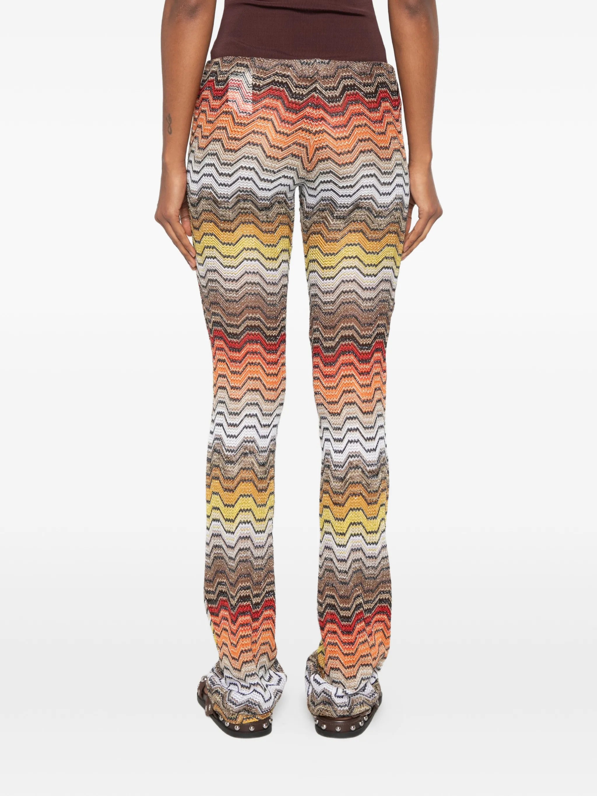 long trousers with greek motif