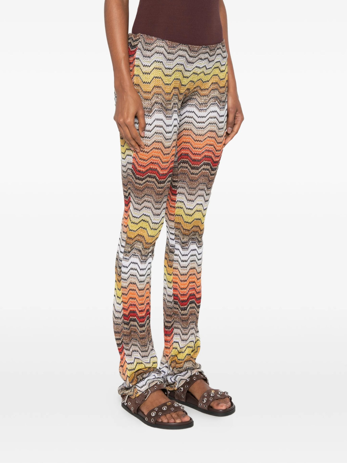 long trousers with greek motif