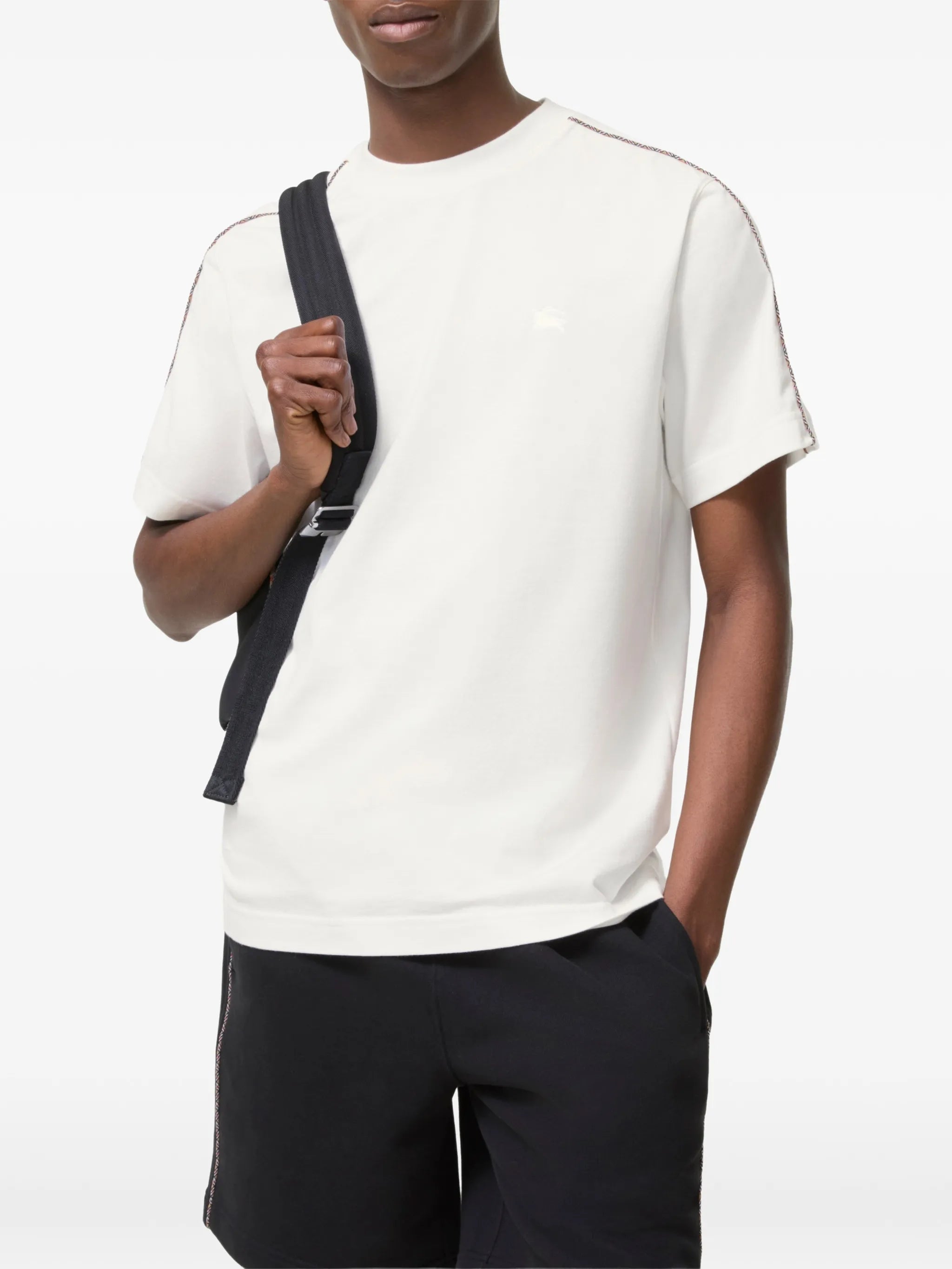 Check piping cotton T-shirt