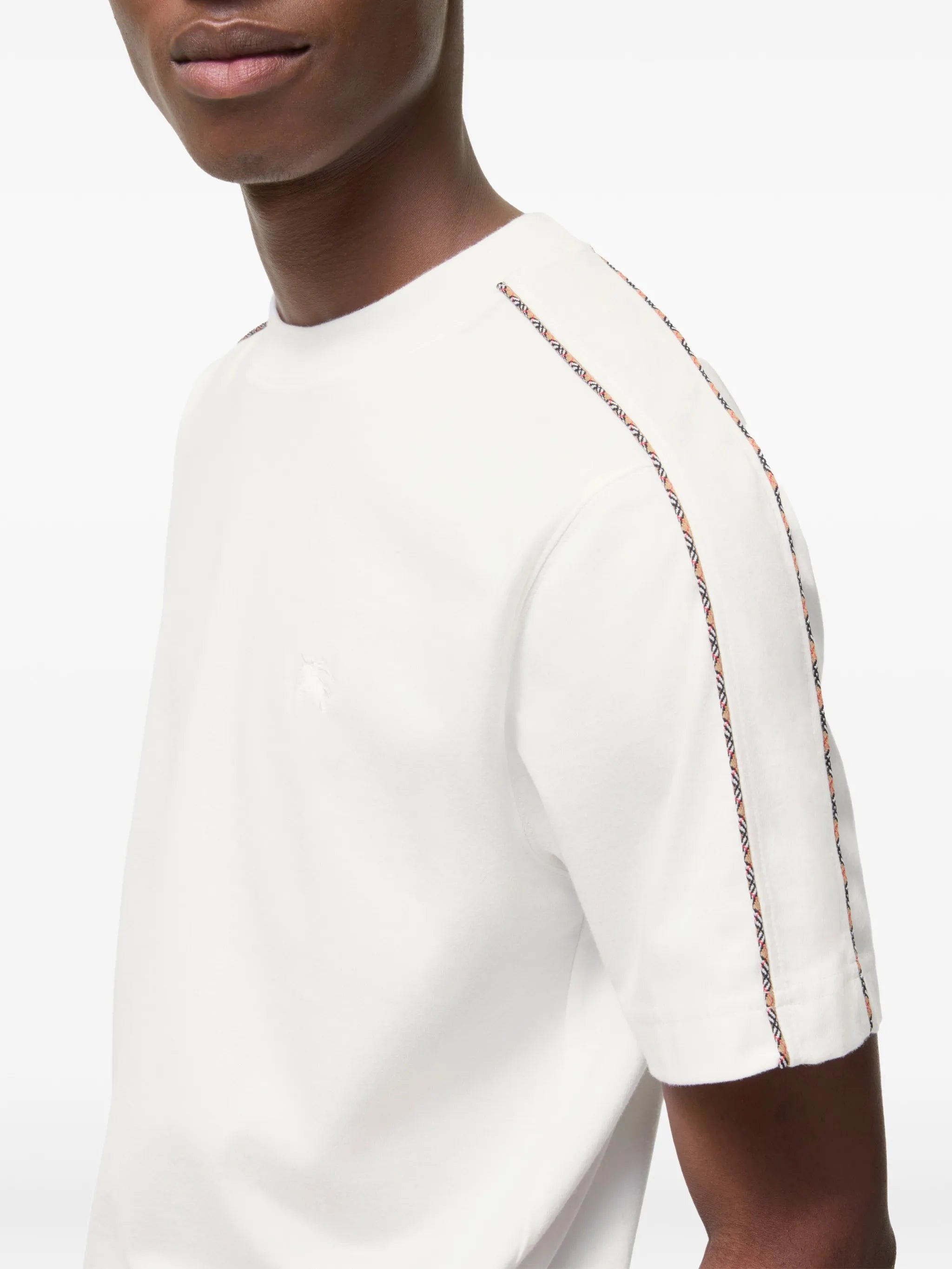 Check piping cotton T-shirt