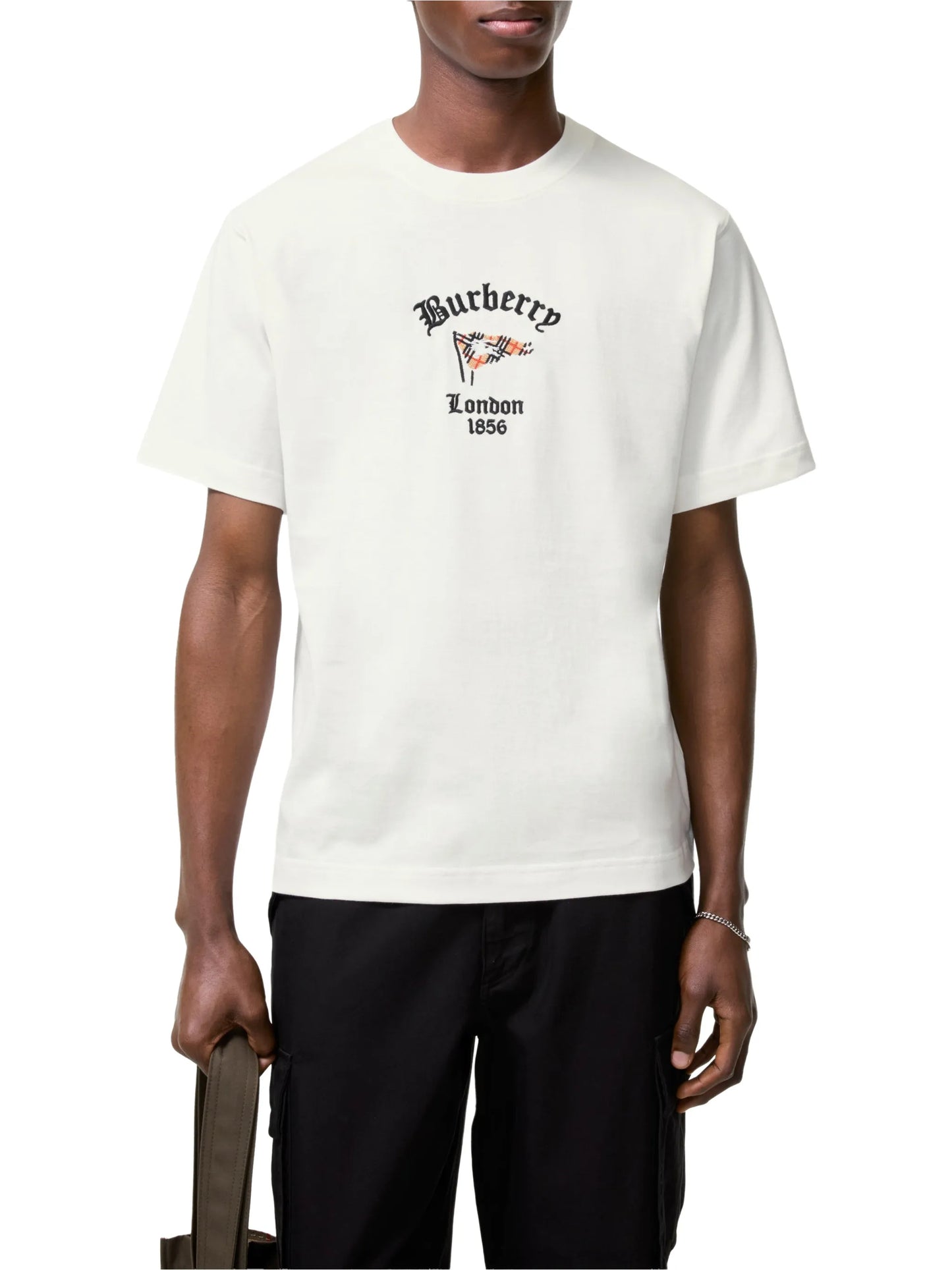 Check-flag cotton T-shirt