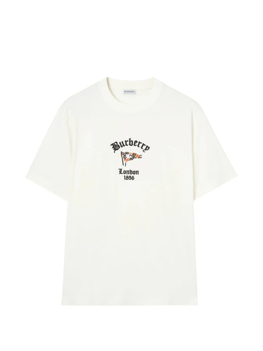 Check-flag cotton T-shirt