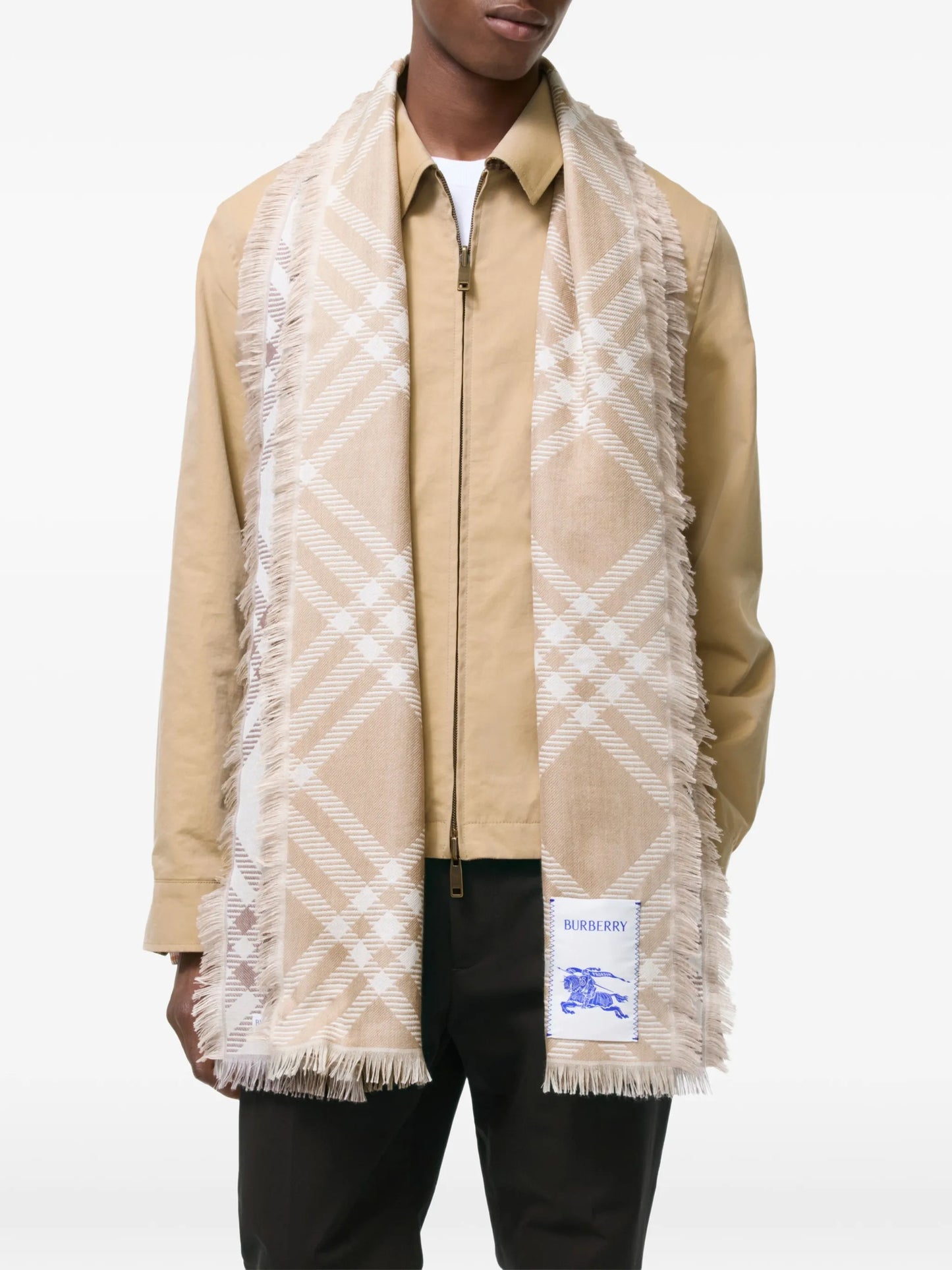 gradient Check wool silk scarf