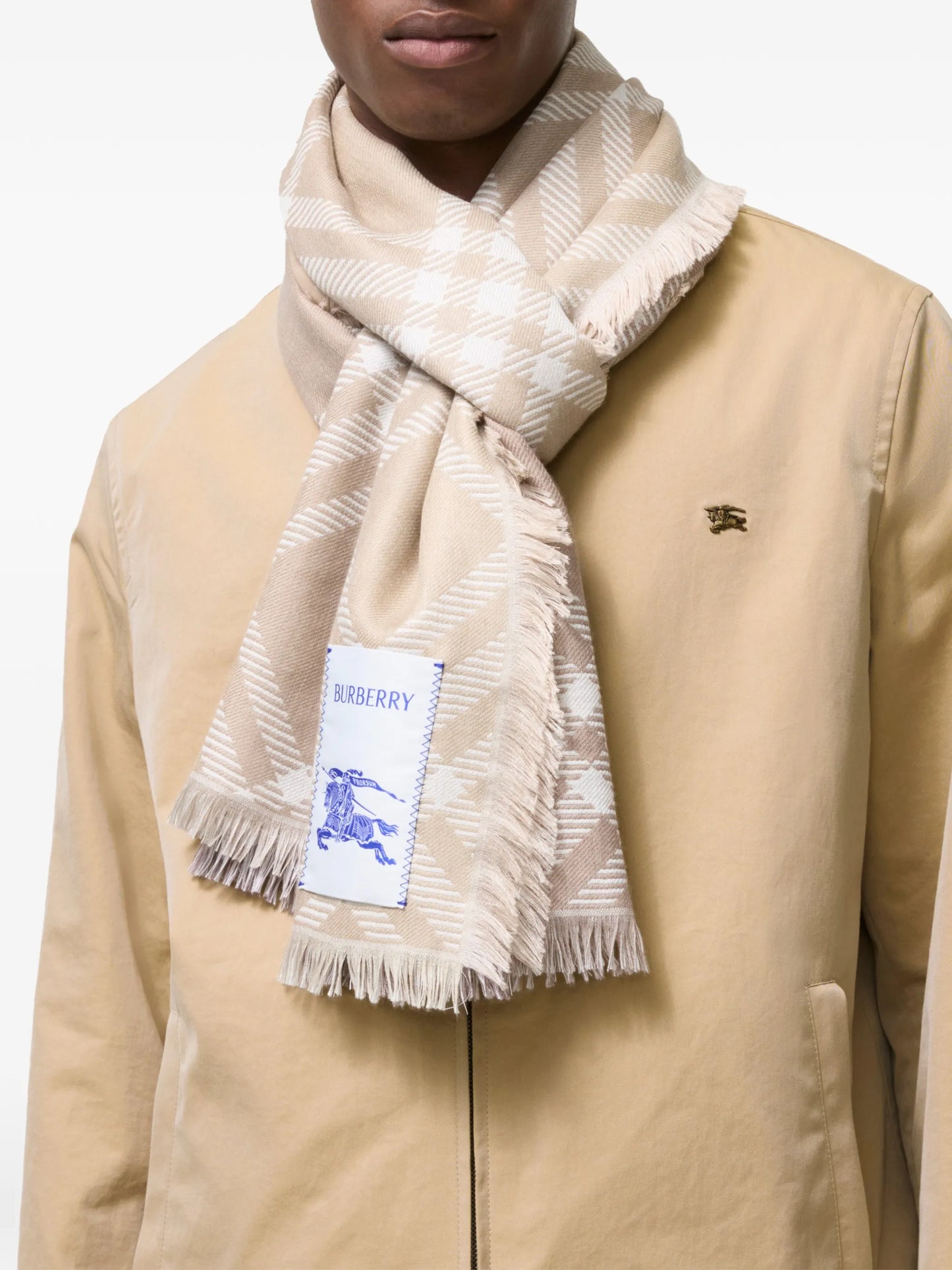 gradient Check wool silk scarf